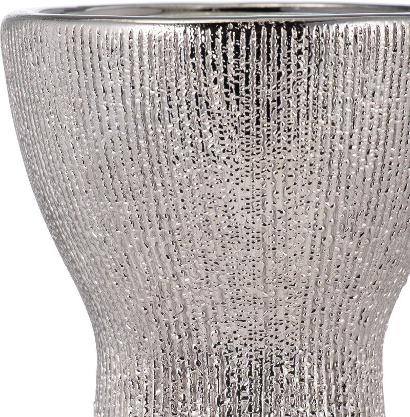 CERAMIC 14" BEAD CANDLE HOLDER,SILVER