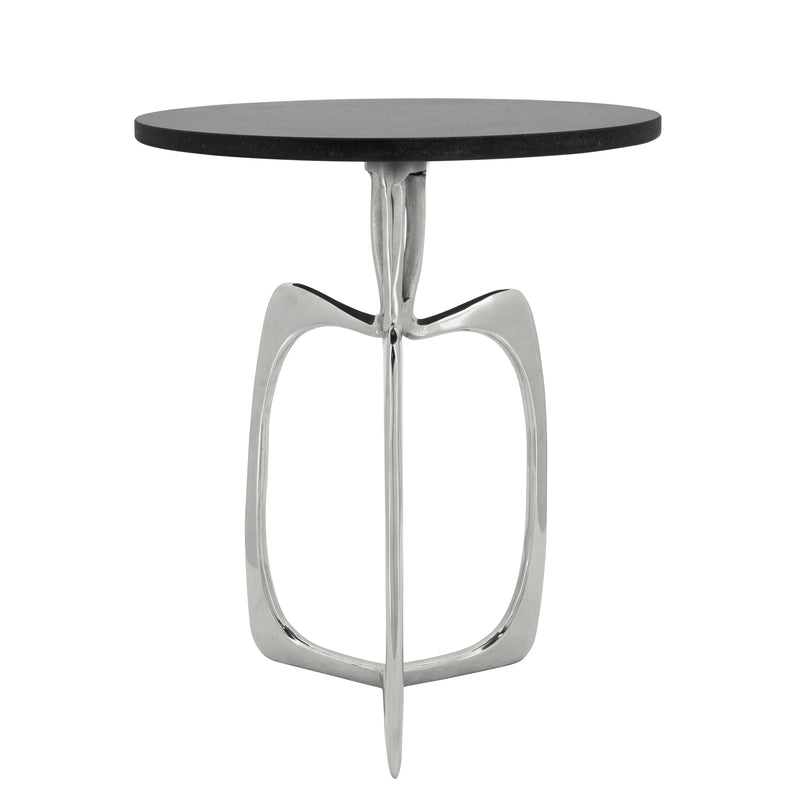 20" ACCENT TABLE W/ BLACK MARBLE, NICKEL  KD