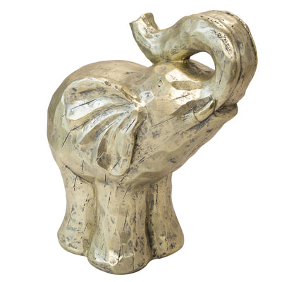 POLYRESIN 16" ELEPHANT FIGURINE, GOLD
