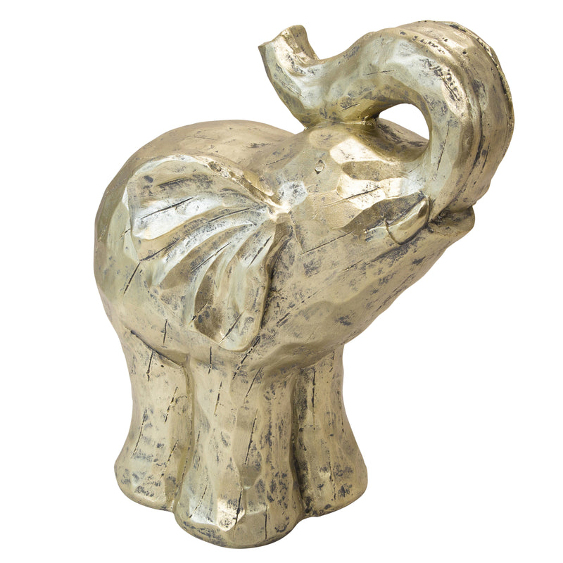POLYRESIN 16" ELEPHANT FIGURINE, GOLD