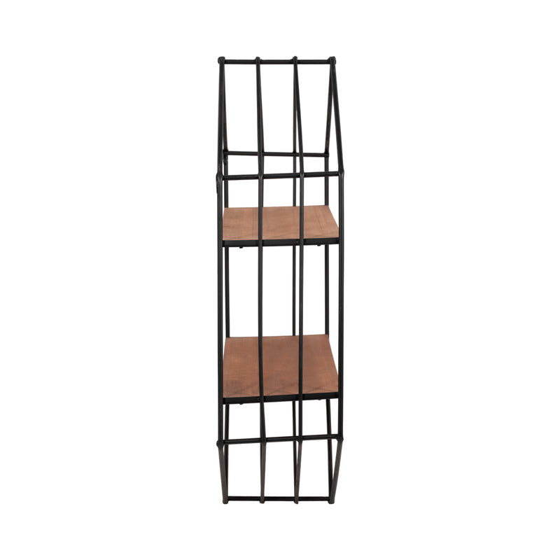METAL/WOOD 20 HEXAGON SHELF, BROWN/BLACK