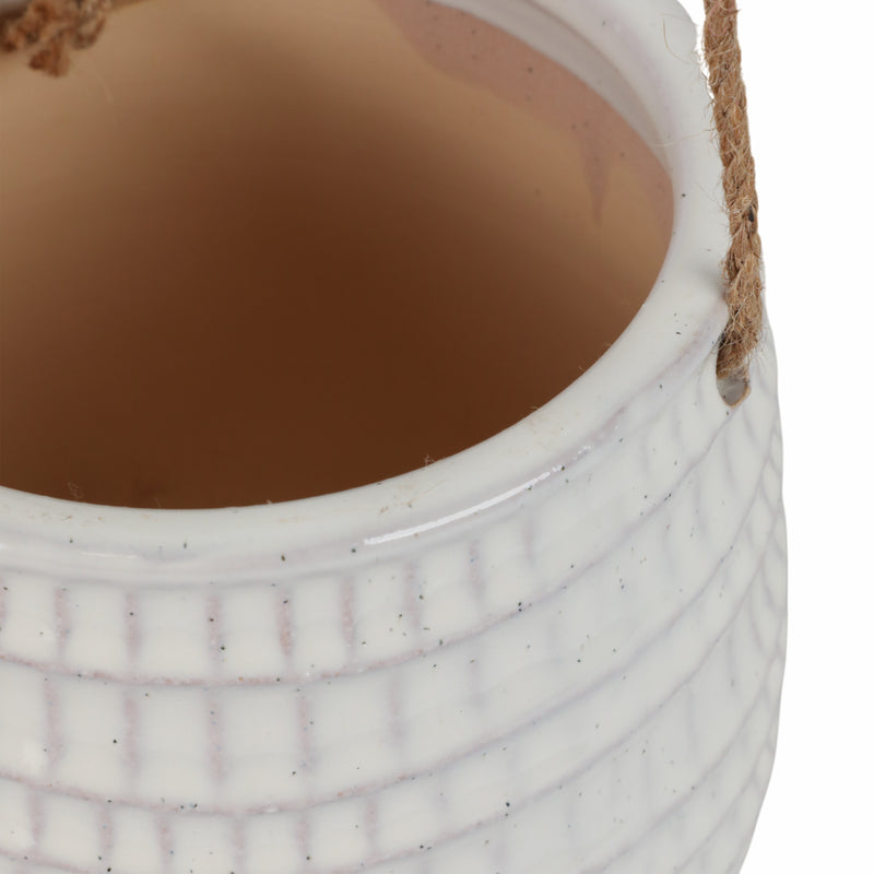 Ceramic 6 Dimpled Hanging Planter, Beige