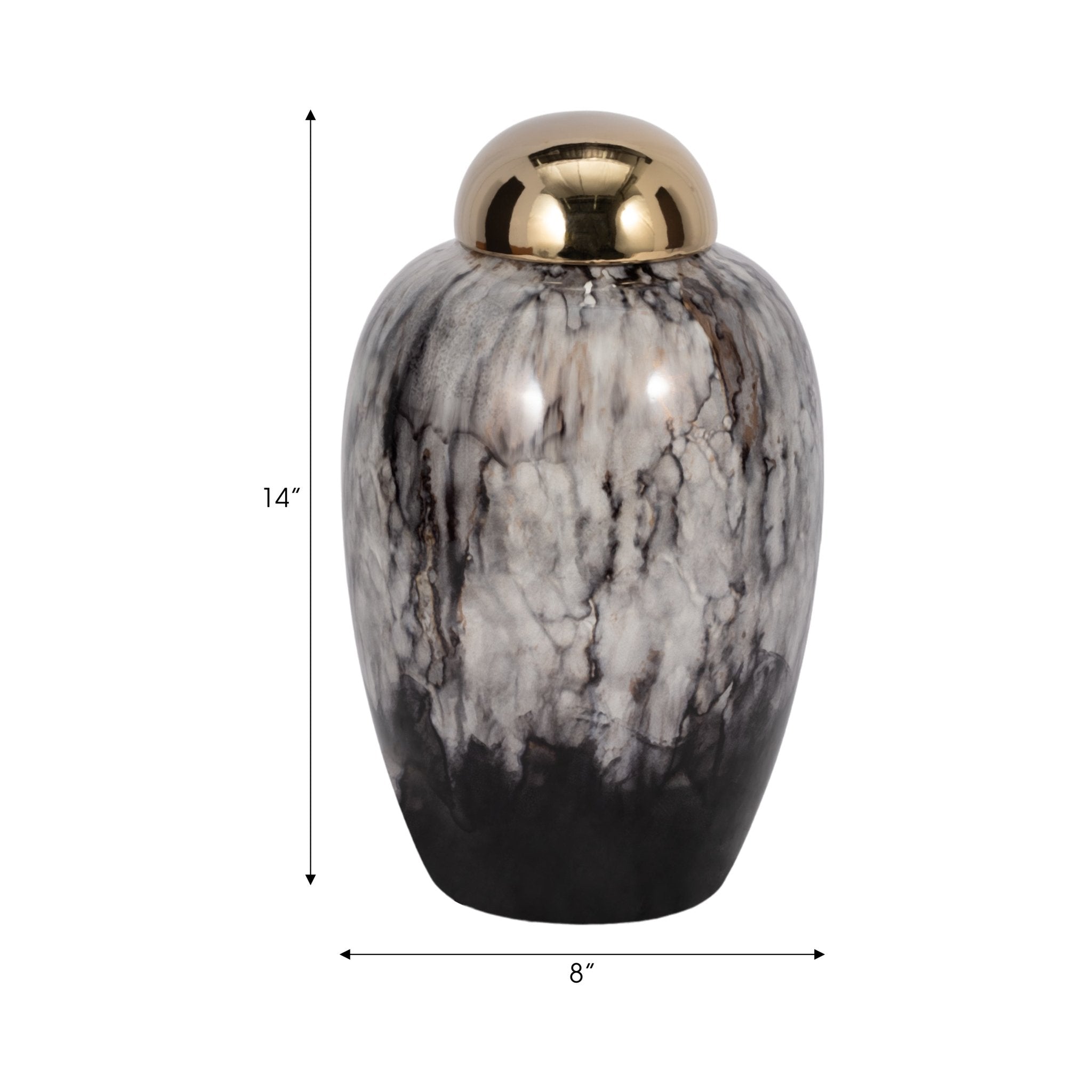 14"H URN W/ GOLD LID, MULTI Vases and Jars| Sagebrook Home