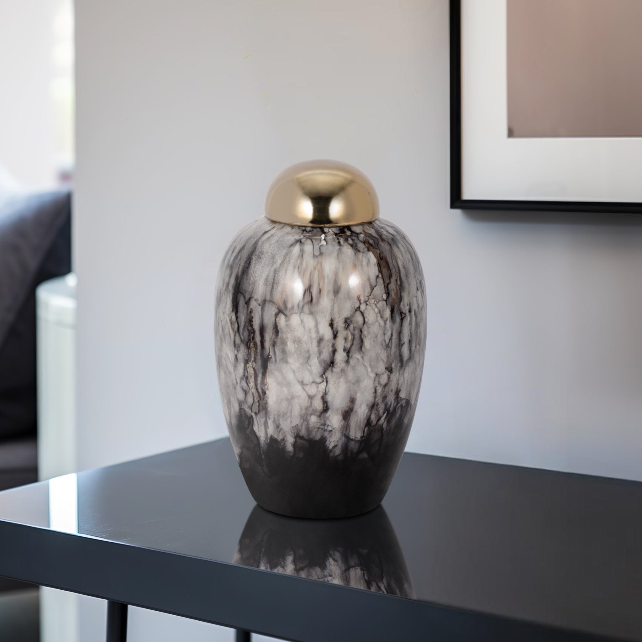 14"H URN W/ GOLD LID, MULTI Vases and Jars| Sagebrook Home