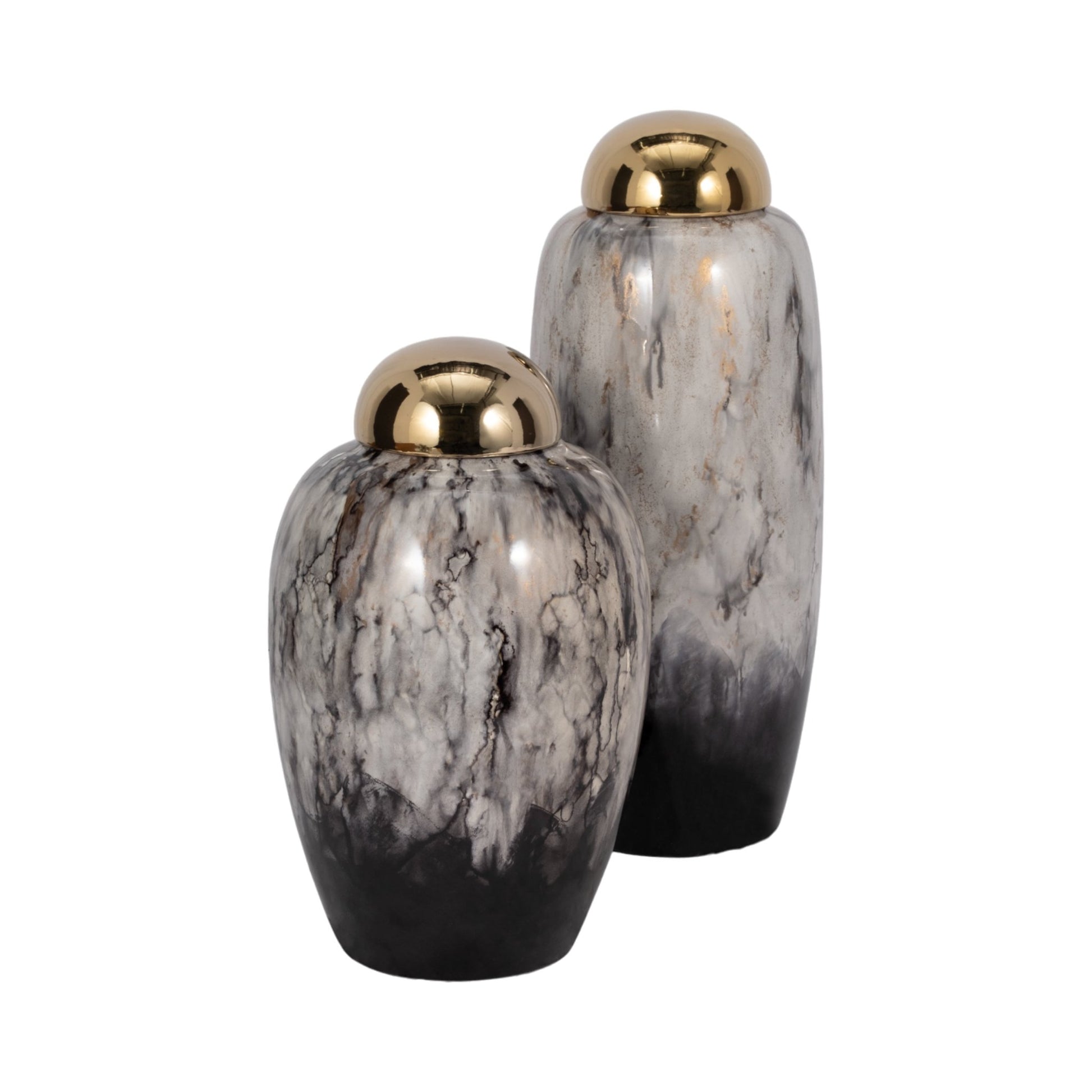 14"H URN W/ GOLD LID, MULTI Vases and Jars| Sagebrook Home