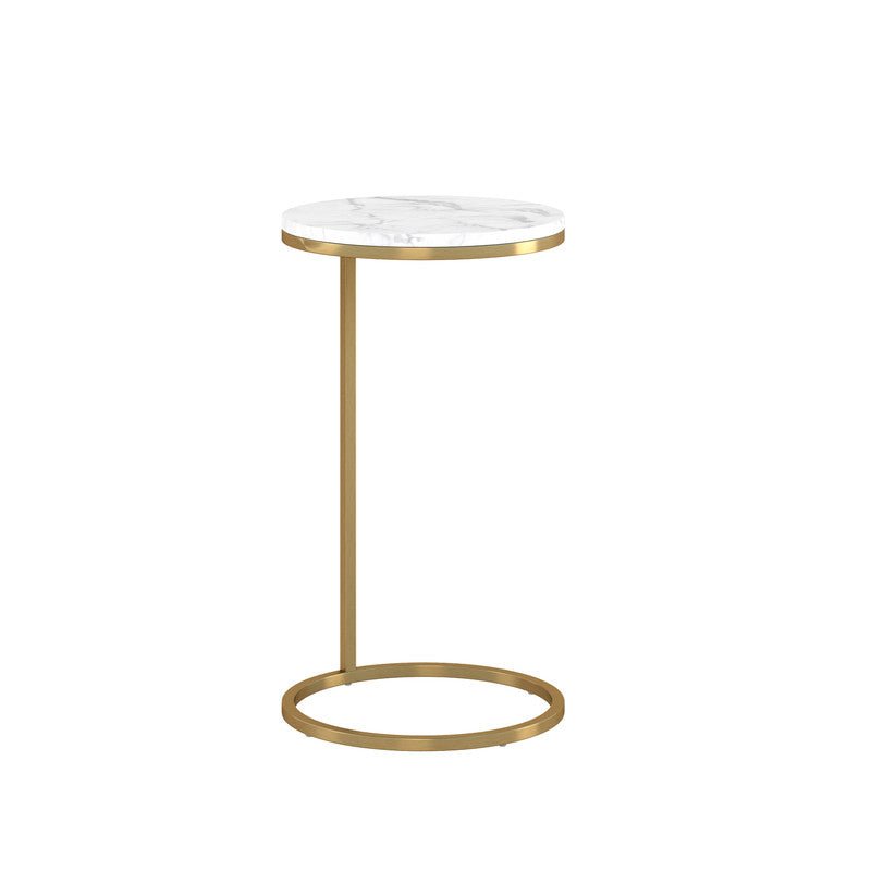 14Inch Brass Martini Round Table With Carrara Marble Accent & End Tables| Roots Furniture