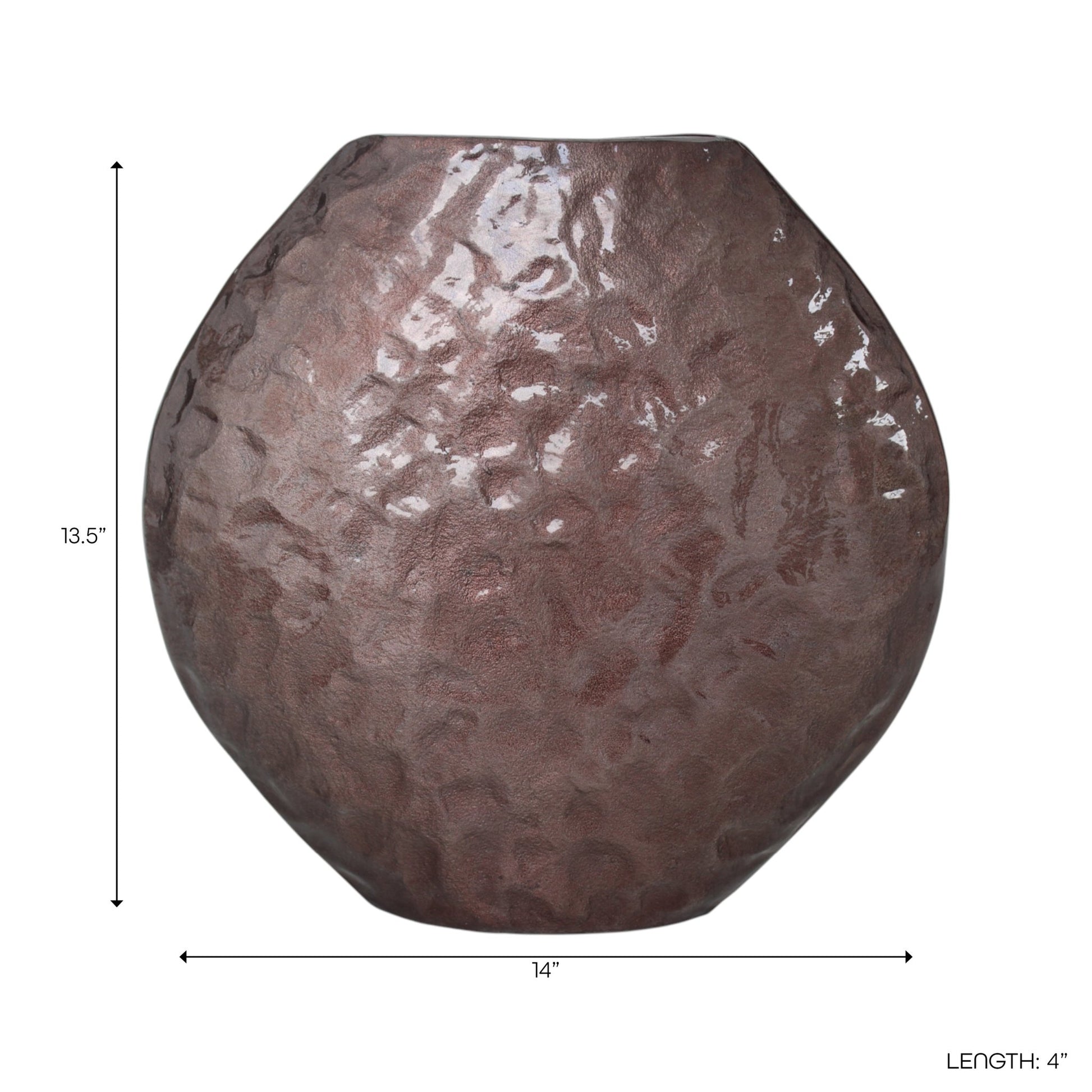 14x14" Enamel Finish Metal Vase, Brown Vases and Jars| Sagebrook Home