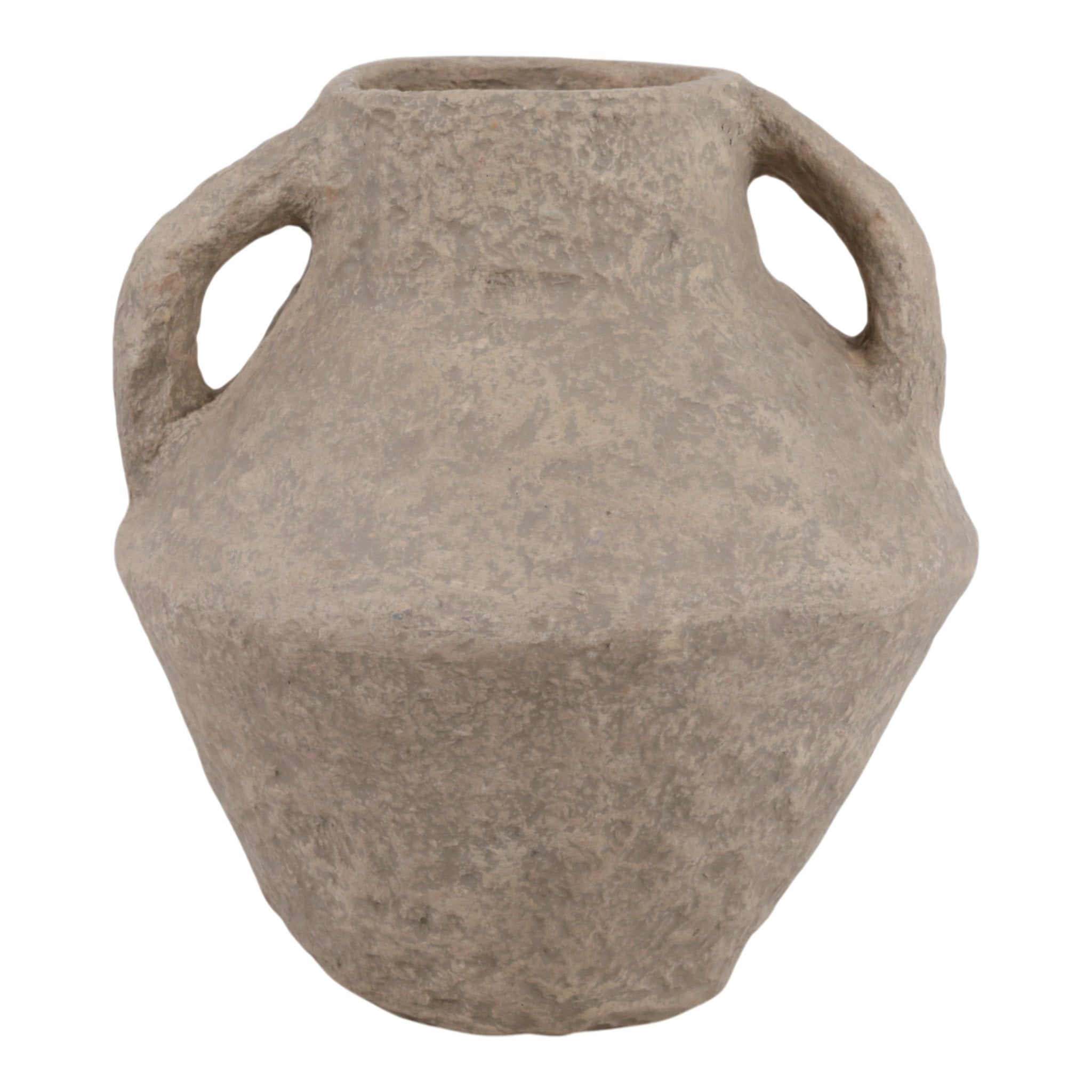 14x14" Paper Mache Vase With Handles, Taupe Vases and Jars| Sagebrook Home
