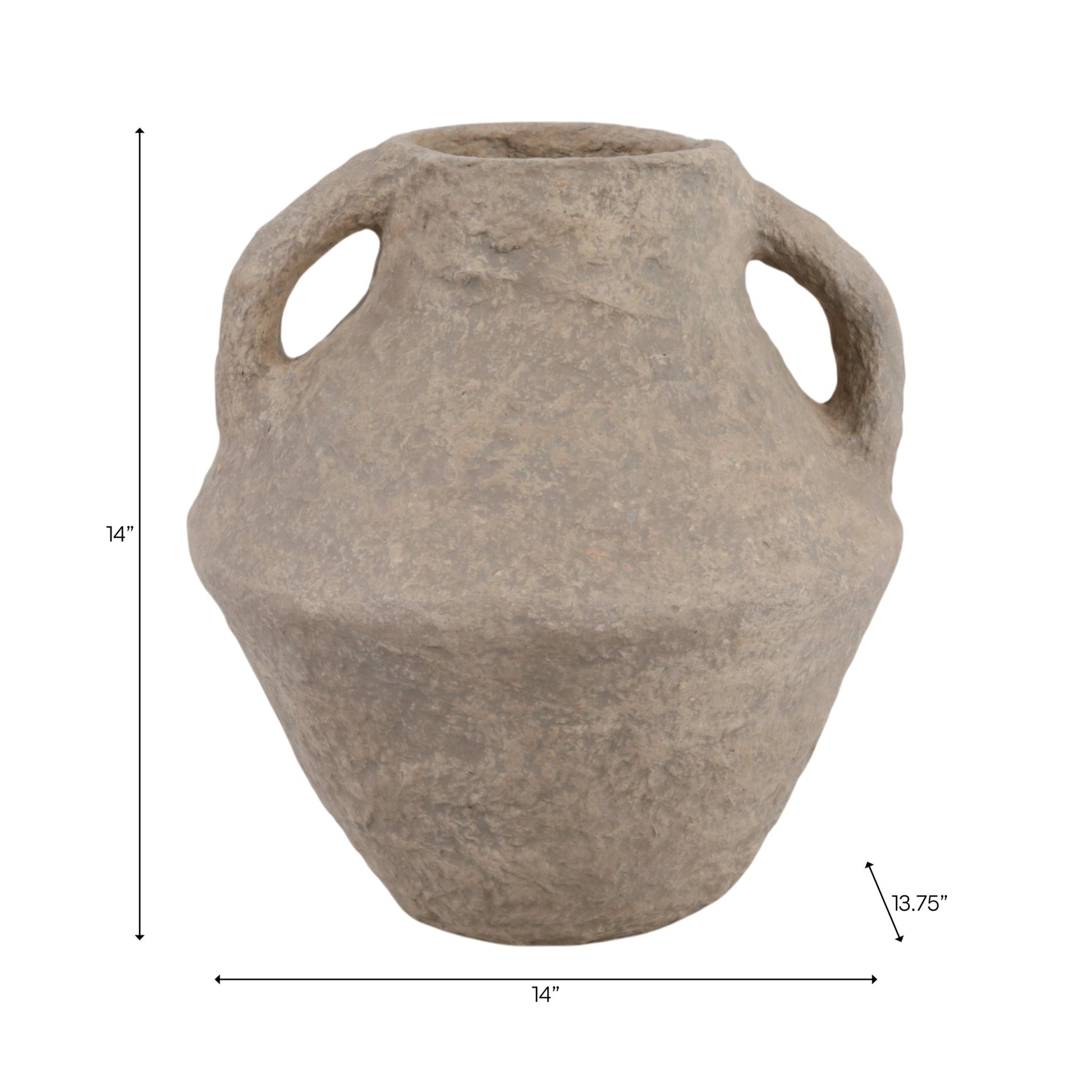 14x14" Paper Mache Vase With Handles, Taupe Vases and Jars| Sagebrook Home