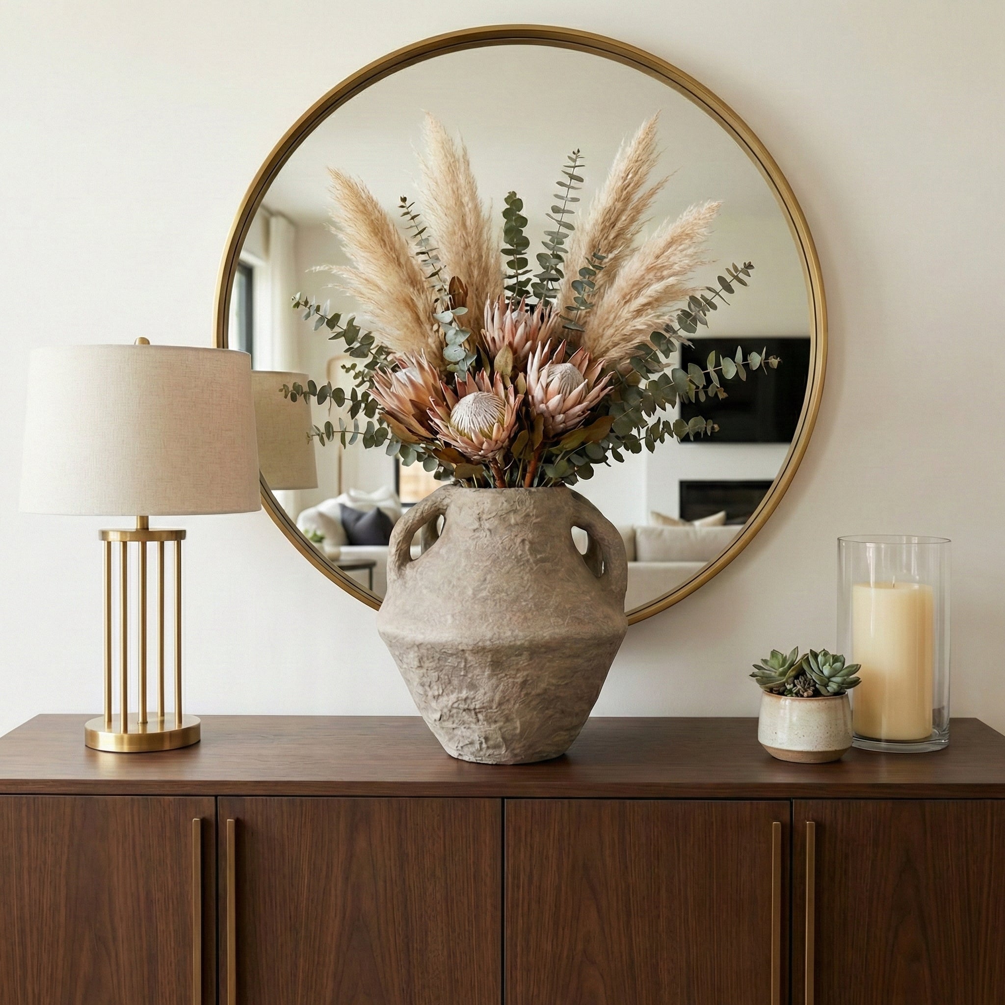 14x14" Paper Mache Vase With Handles, Taupe Vases and Jars| Sagebrook Home