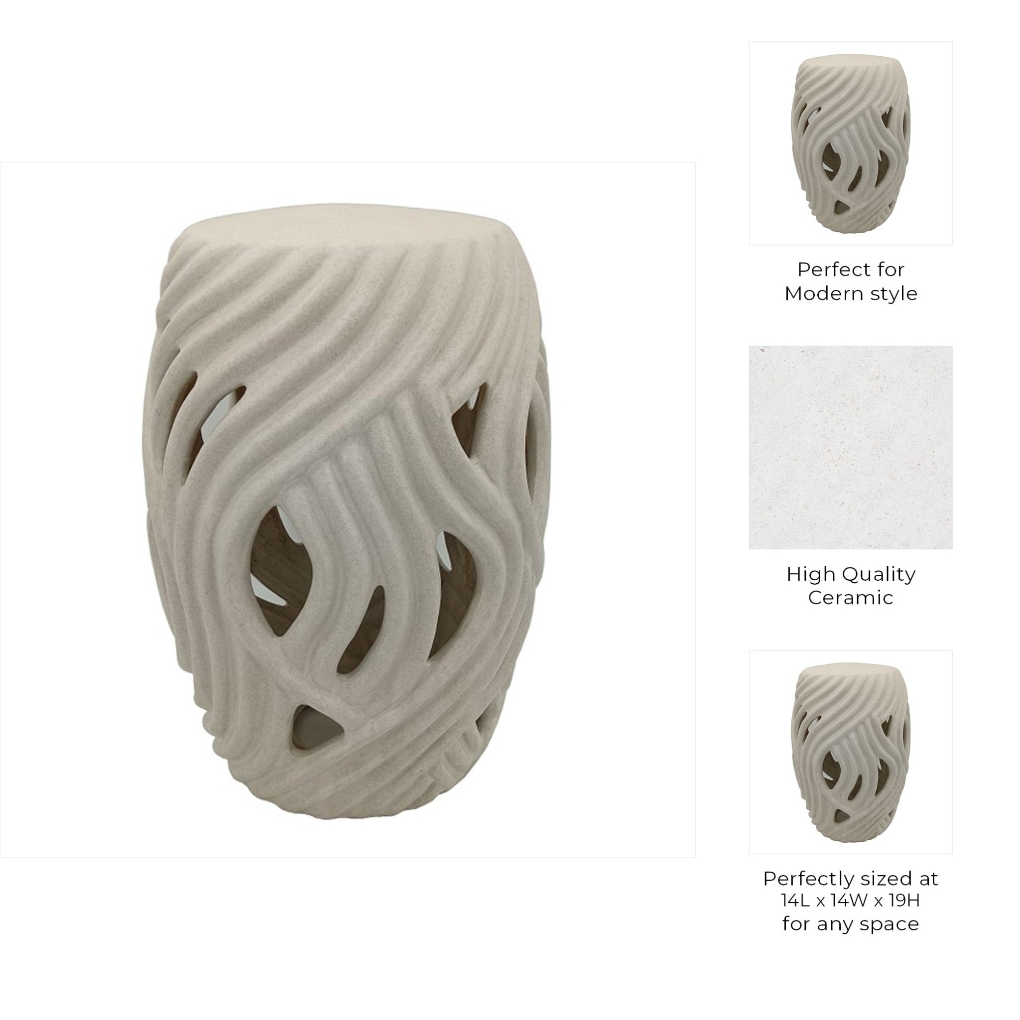14x19 Alytus Wavy Garden Stool Stools| Sagebrook Home