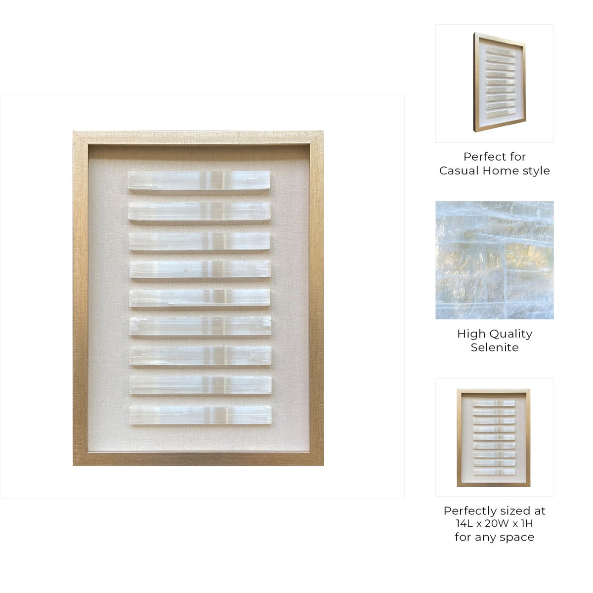14X20 SORUS SELENITE STONE SHADOWBOX ART Wall Art| Sagebrook Home