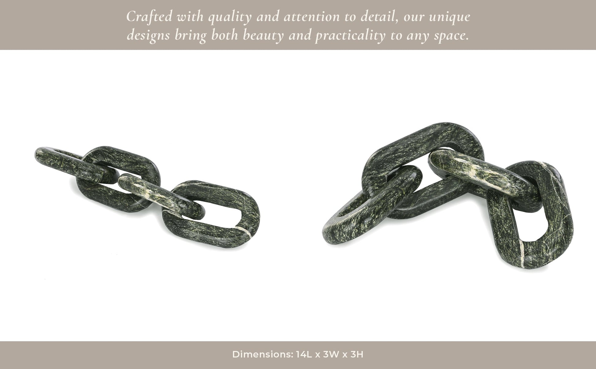 14X3" 4-LINK MARBLE CHAIN, FOREST GREEN Table Decors| Sagebrook Home