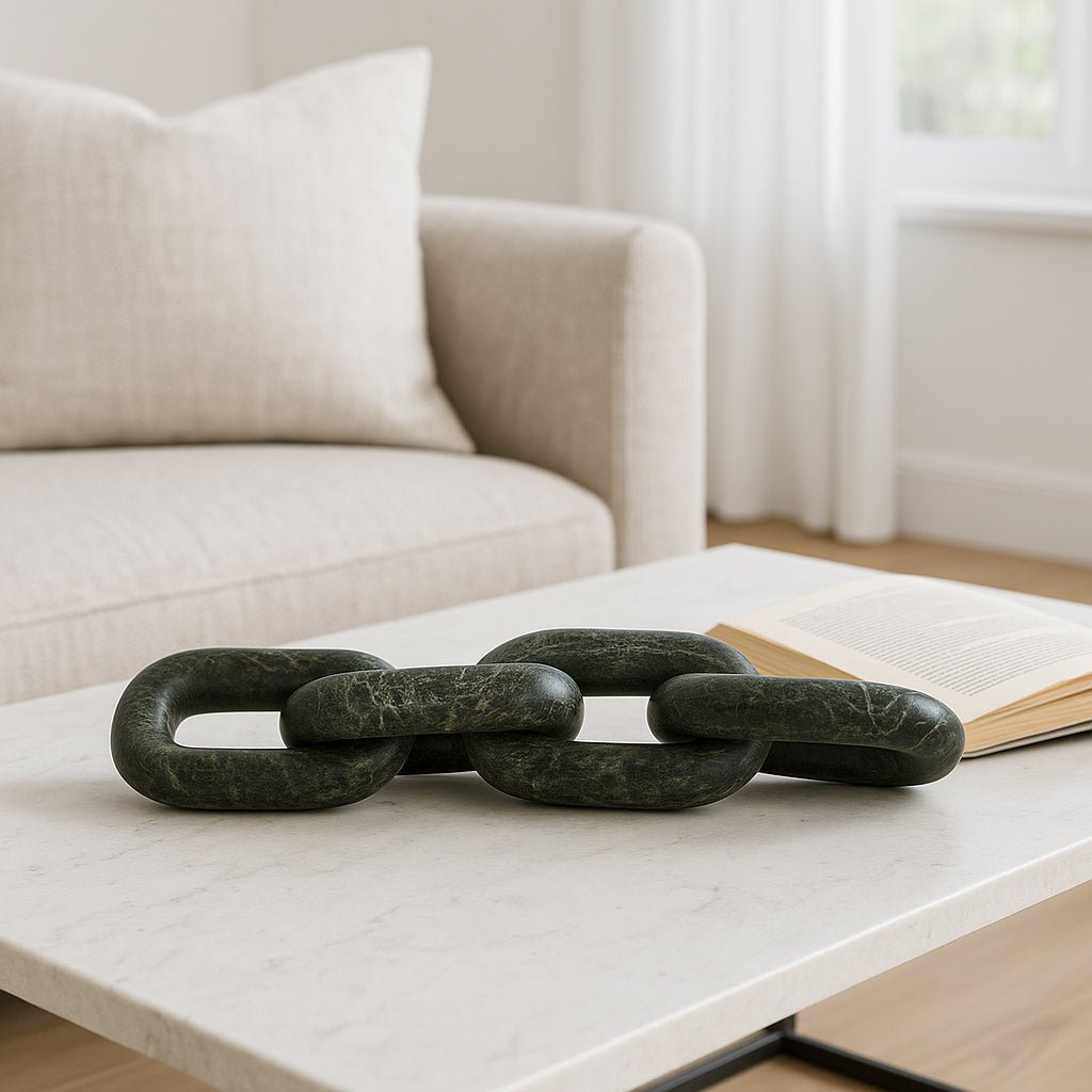 14X3" 4-LINK MARBLE CHAIN, FOREST GREEN Table Decors| Sagebrook Home
