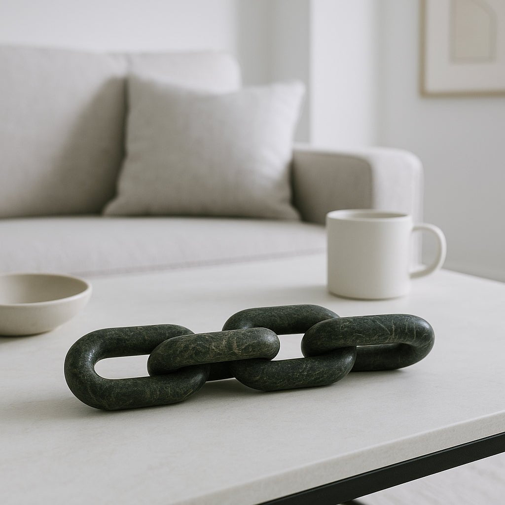 14X3" 4-LINK MARBLE CHAIN, FOREST GREEN Table Decors| Sagebrook Home