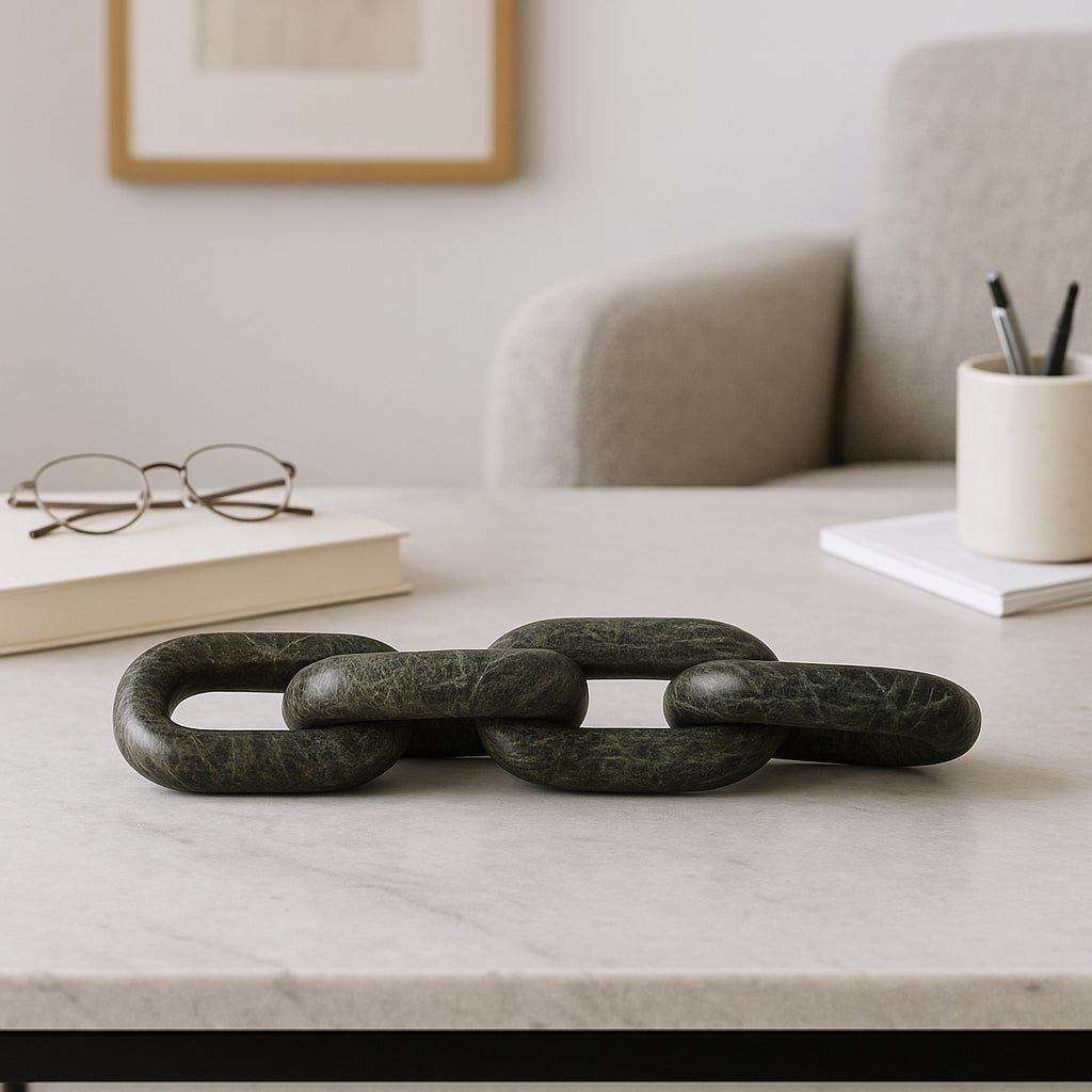 14X3" 4-LINK MARBLE CHAIN, FOREST GREEN Table Decors| Sagebrook Home