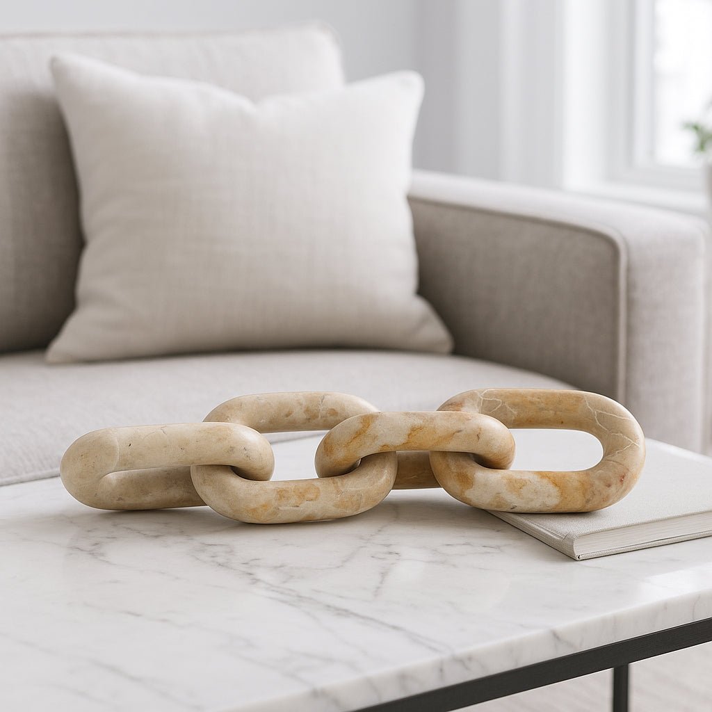 14X3" 4-LINK MARBLE CHAIN, LIGHT LEOPARD Table Decors| Sagebrook Home
