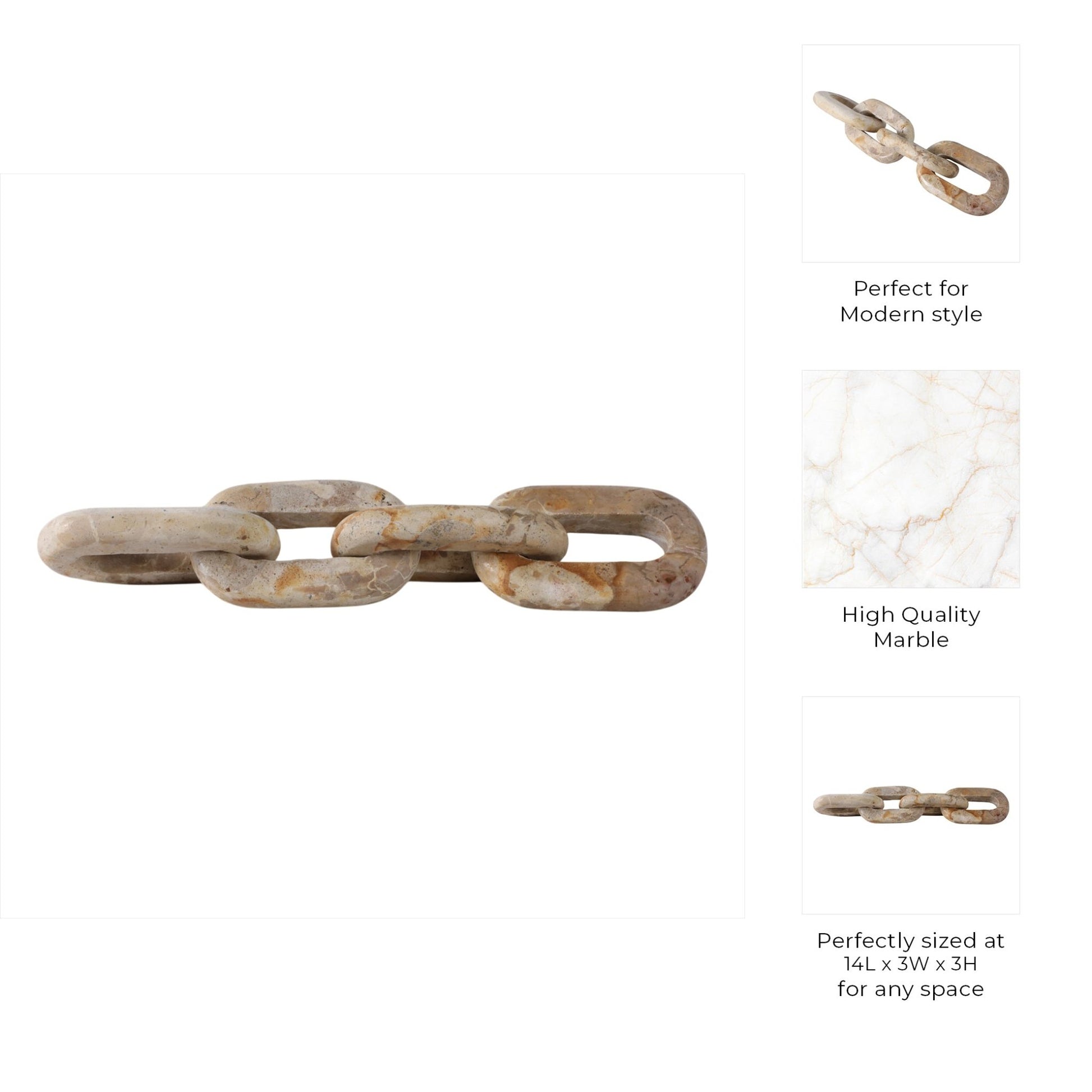 14X3" 4-LINK MARBLE CHAIN, LIGHT LEOPARD Table Decors| Sagebrook Home