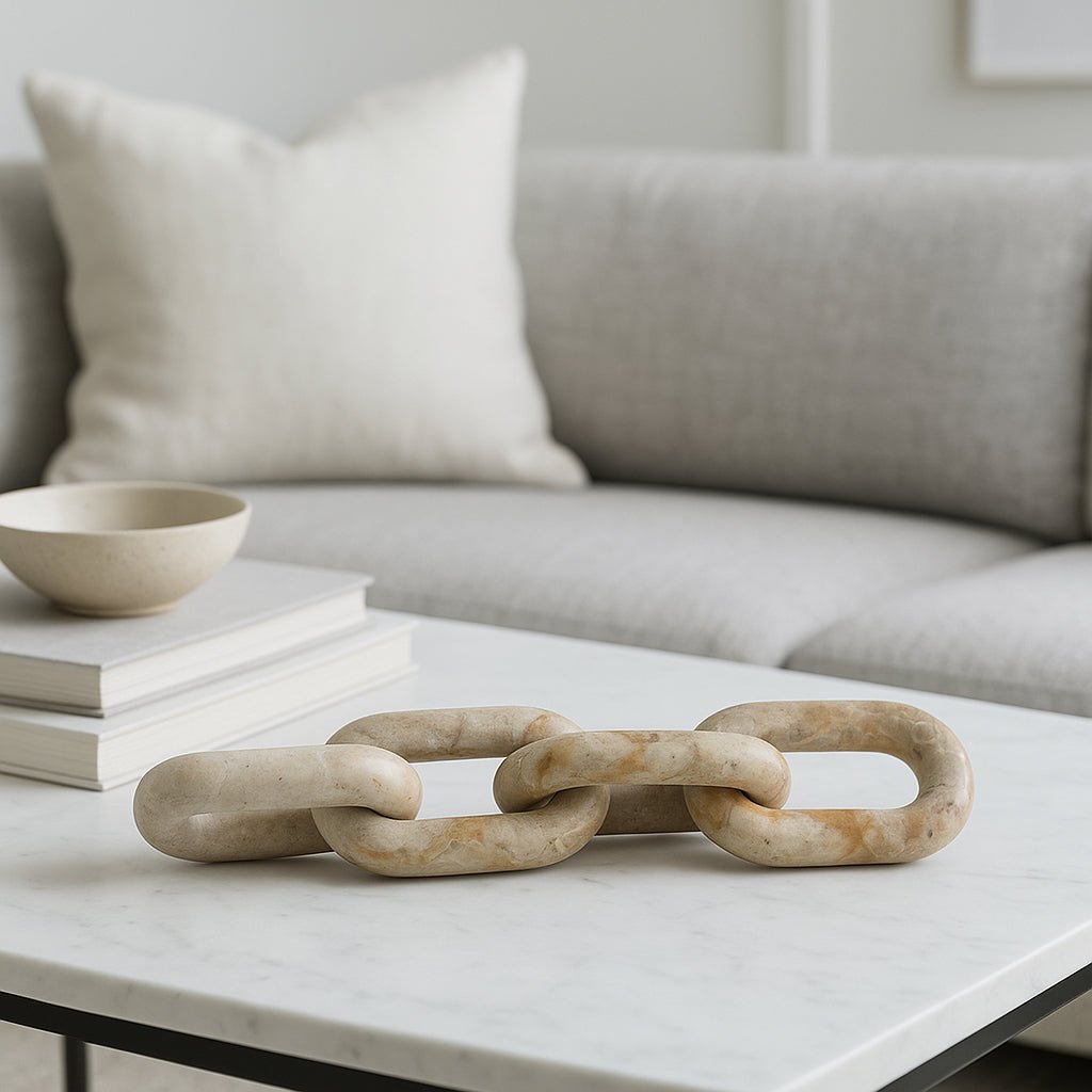 14X3" 4-LINK MARBLE CHAIN, LIGHT LEOPARD Table Decors| Sagebrook Home