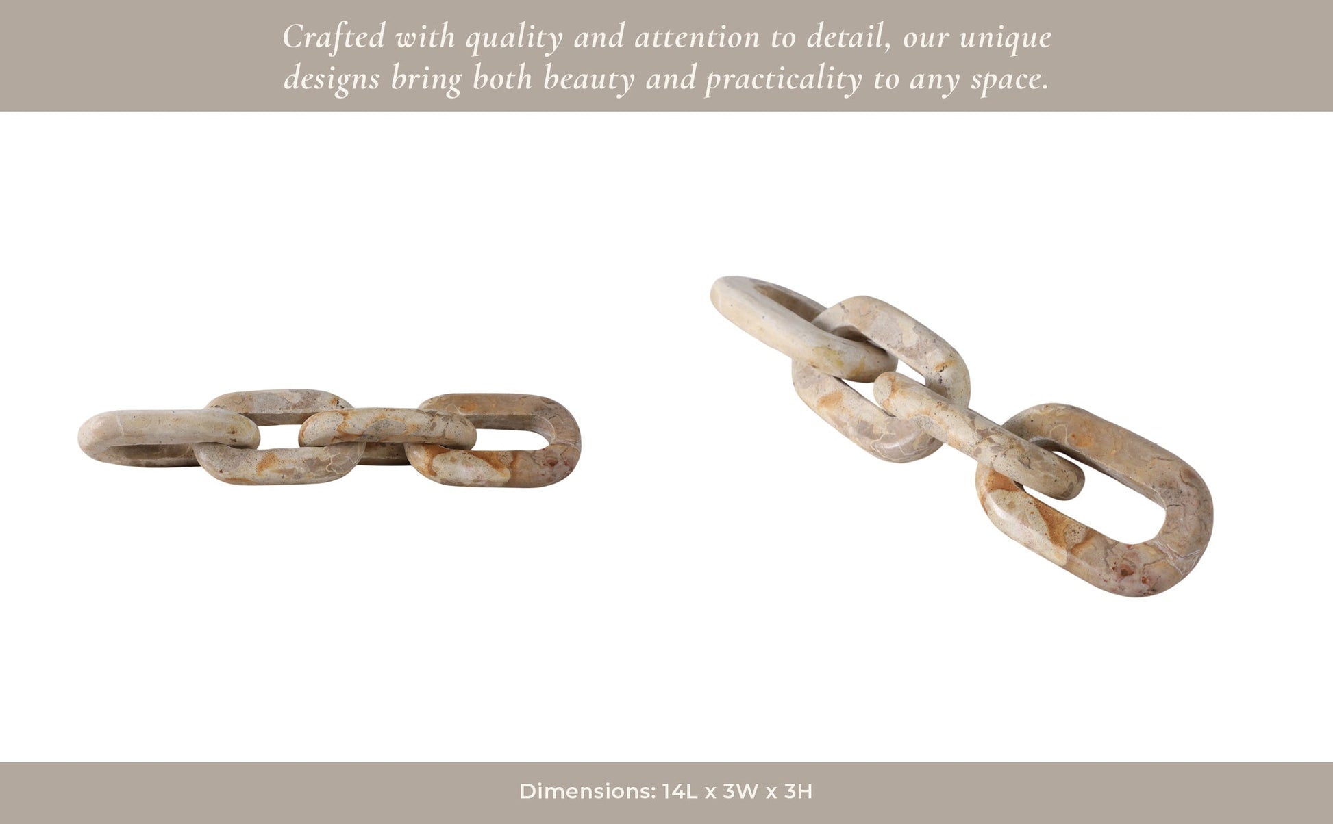 14X3" 4-LINK MARBLE CHAIN, LIGHT LEOPARD Table Decors| Sagebrook Home