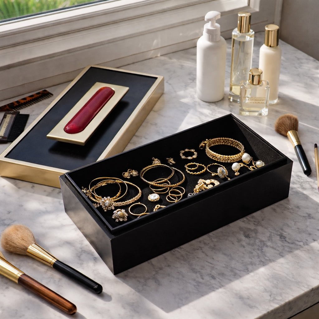 14x6" Chauncey Black And Red Box Box| Sagebrook Home