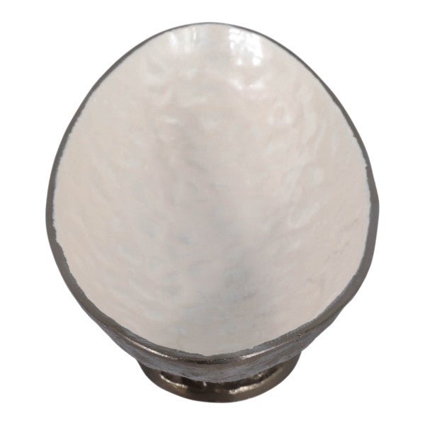 14X7" OVAL PEDESTAL BOWL W/ENAMEL, WHT/BRASS ANTIQ Bowl| Sagebrook Home