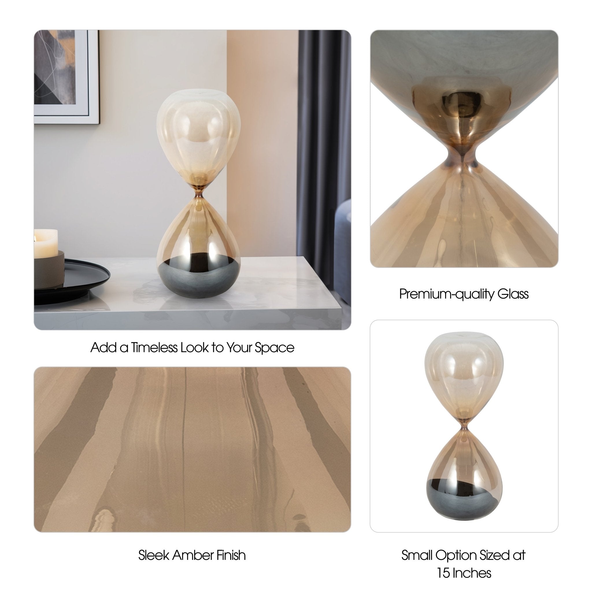 15" Ada Small Amber Hourglass Table Decors| Sagebrook Home