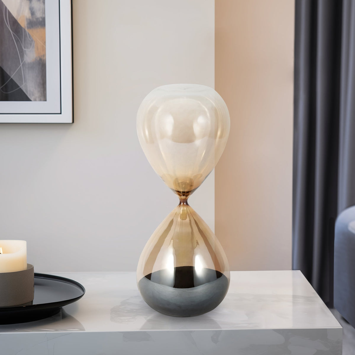 15" Ada Small Amber Hourglass Table Decors| Sagebrook Home