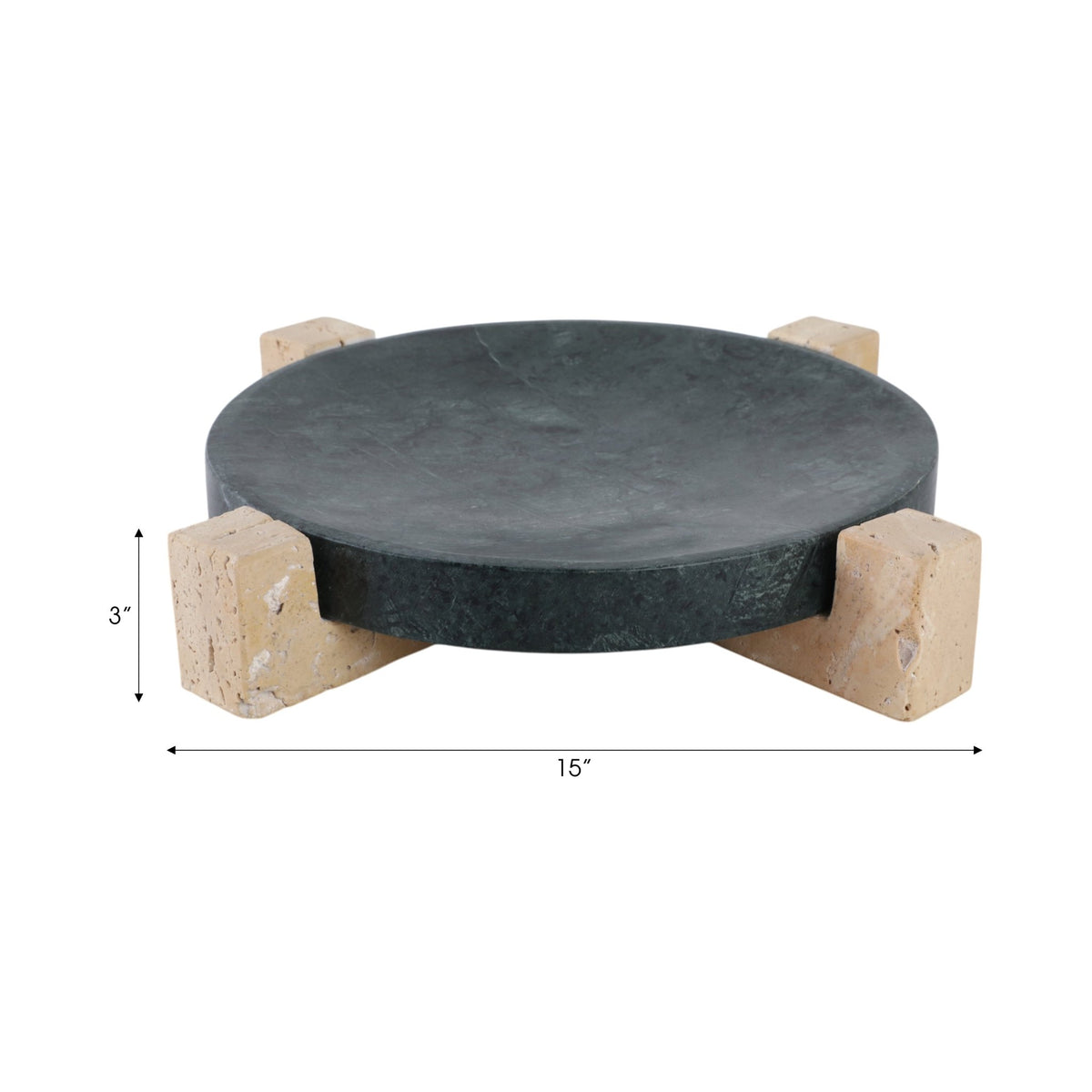 15" Archer Large Green Marble And Travertine Tray Table Decors| Sagebrook Home