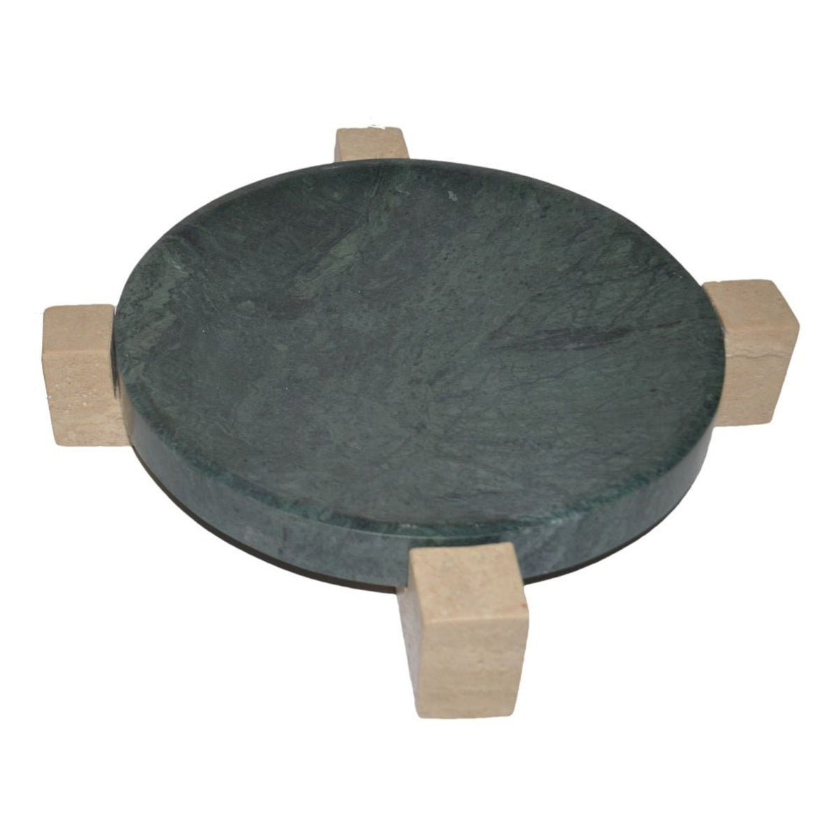15" Archer Large Green Marble And Travertine Tray Table Decors| Sagebrook Home