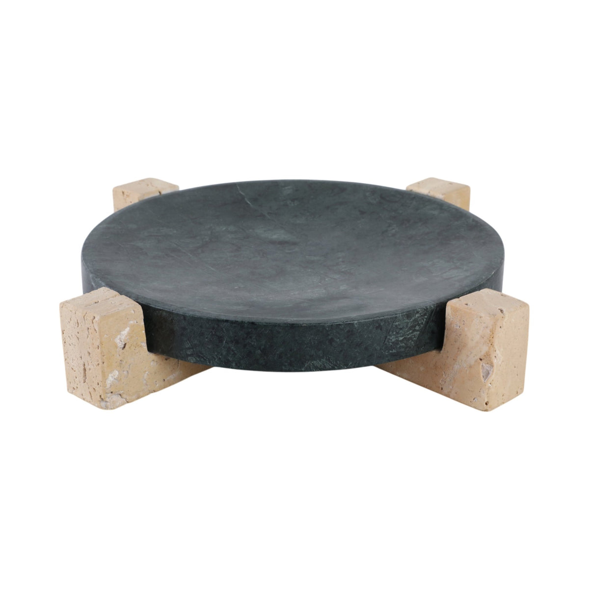 15" Archer Large Green Marble And Travertine Tray Table Decors| Sagebrook Home