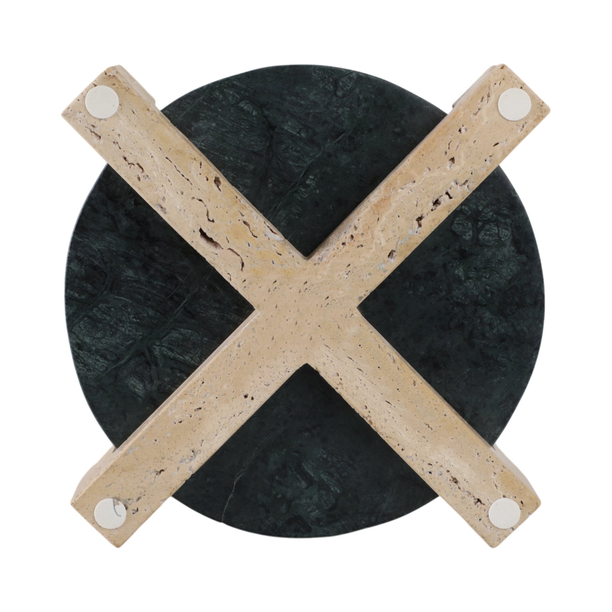 15" Archer Large Green Marble And Travertine Tray Table Decors| Sagebrook Home