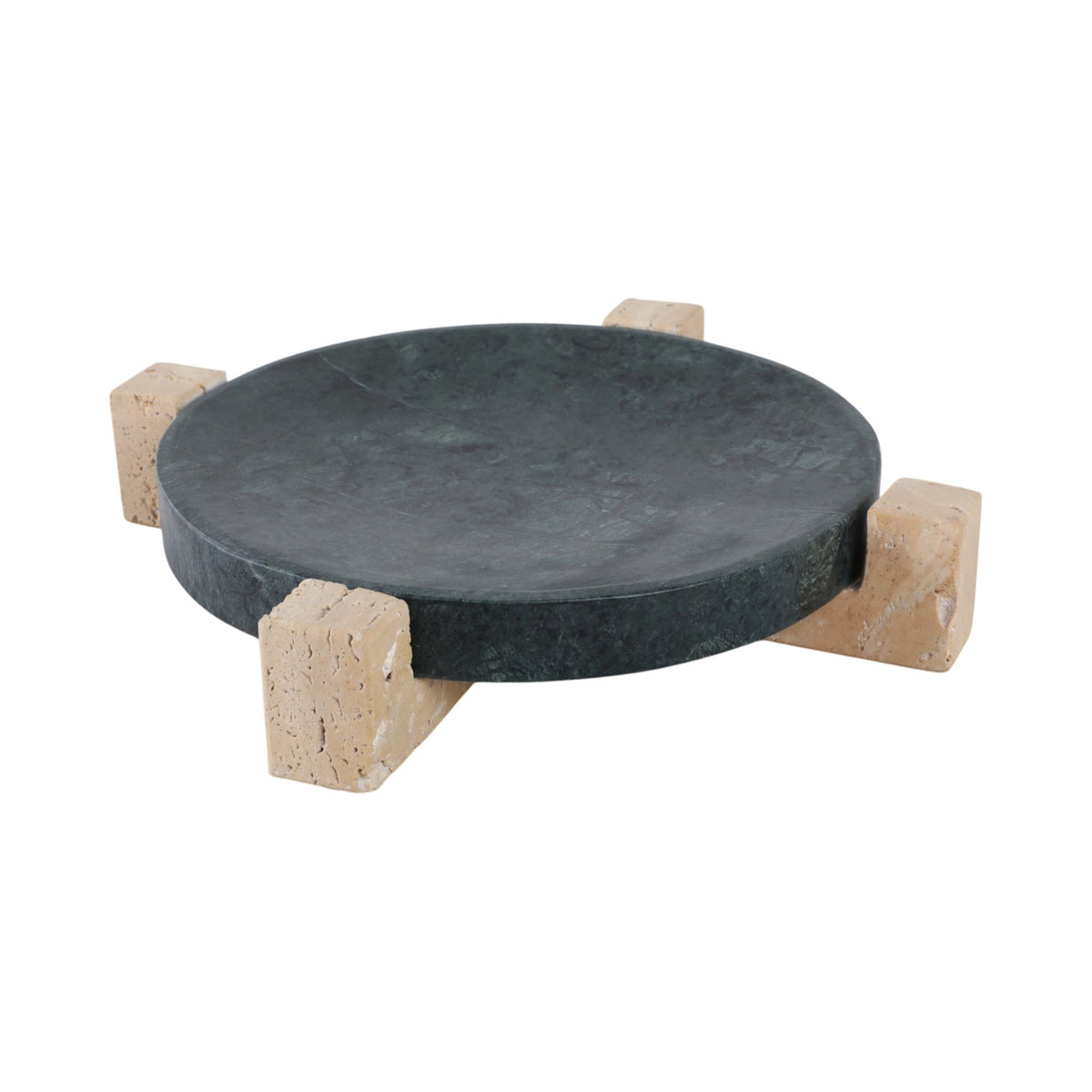 15" Archer Large Green Marble And Travertine Tray Table Decors| Sagebrook Home