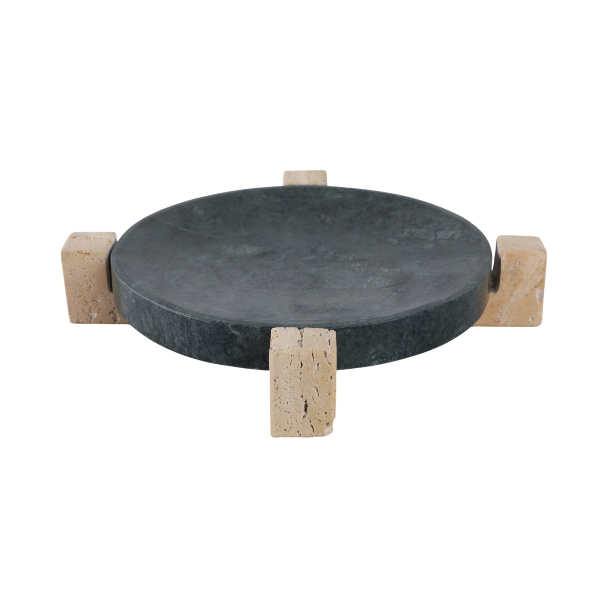 15" Archer Large Green Marble And Travertine Tray Table Decors| Sagebrook Home