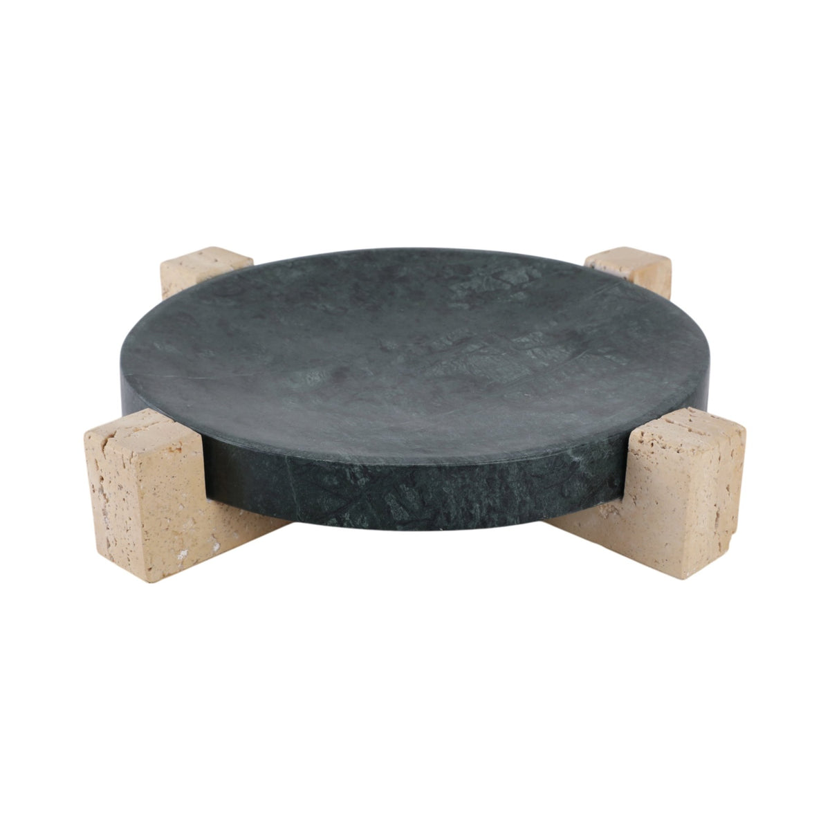 15" Archer Large Green Marble And Travertine Tray Table Decors| Sagebrook Home