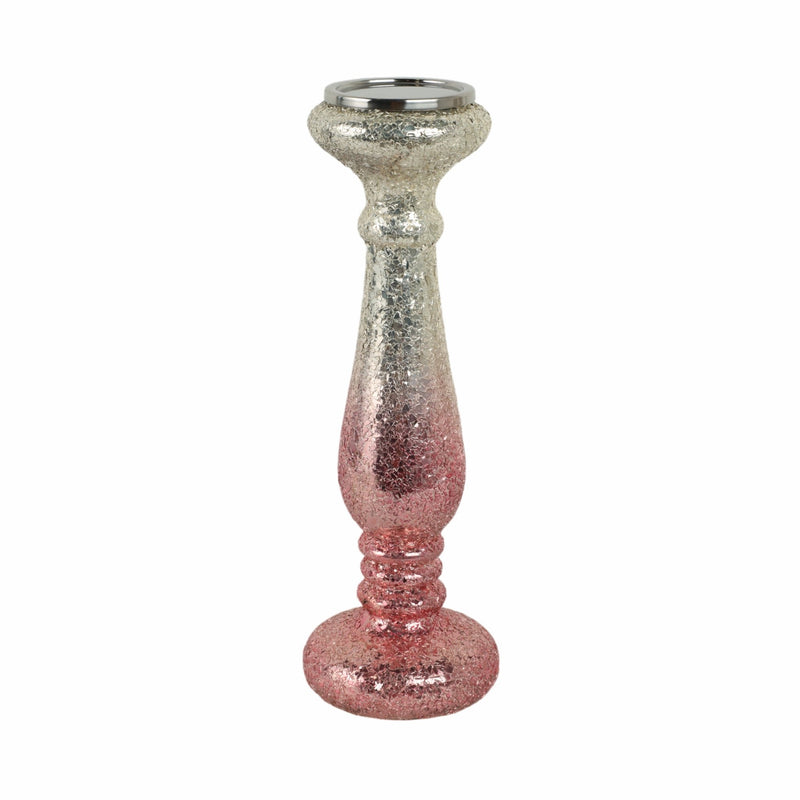 15" Blush Crackled Candle Holder - Al Rugaib Furniture