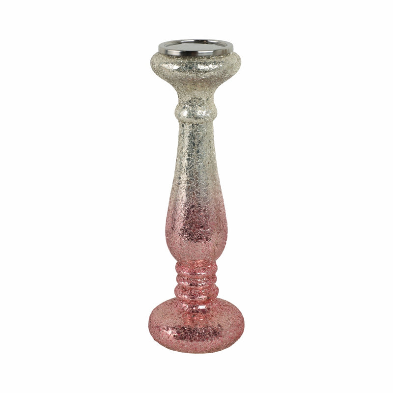 15" Blush Crackled Candle Holder - Al Rugaib Furniture