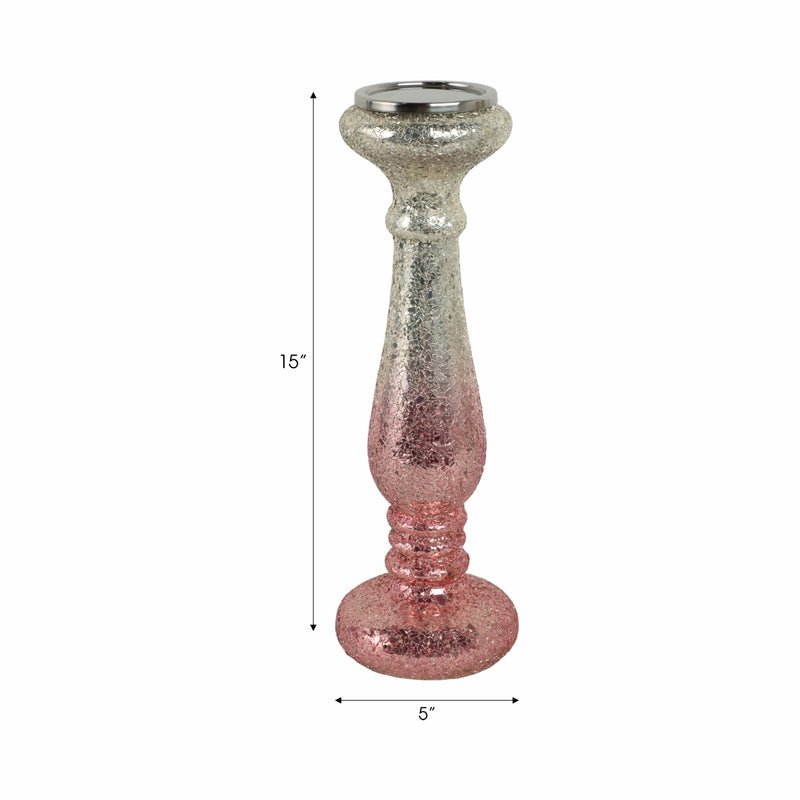 15" Blush Crackled Candle Holder - Al Rugaib Furniture