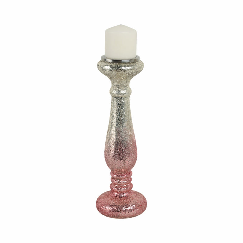 15" Blush Crackled Candle Holder - Al Rugaib Furniture