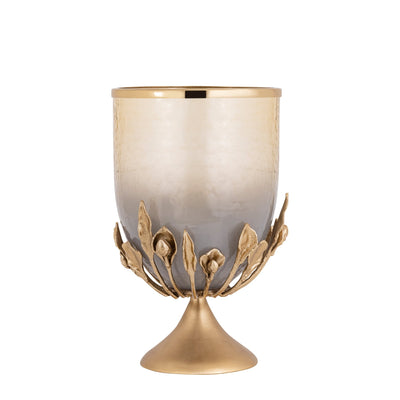 15" Eaves Small Glass And Metal Hurricane - Al Rugaib Furniture