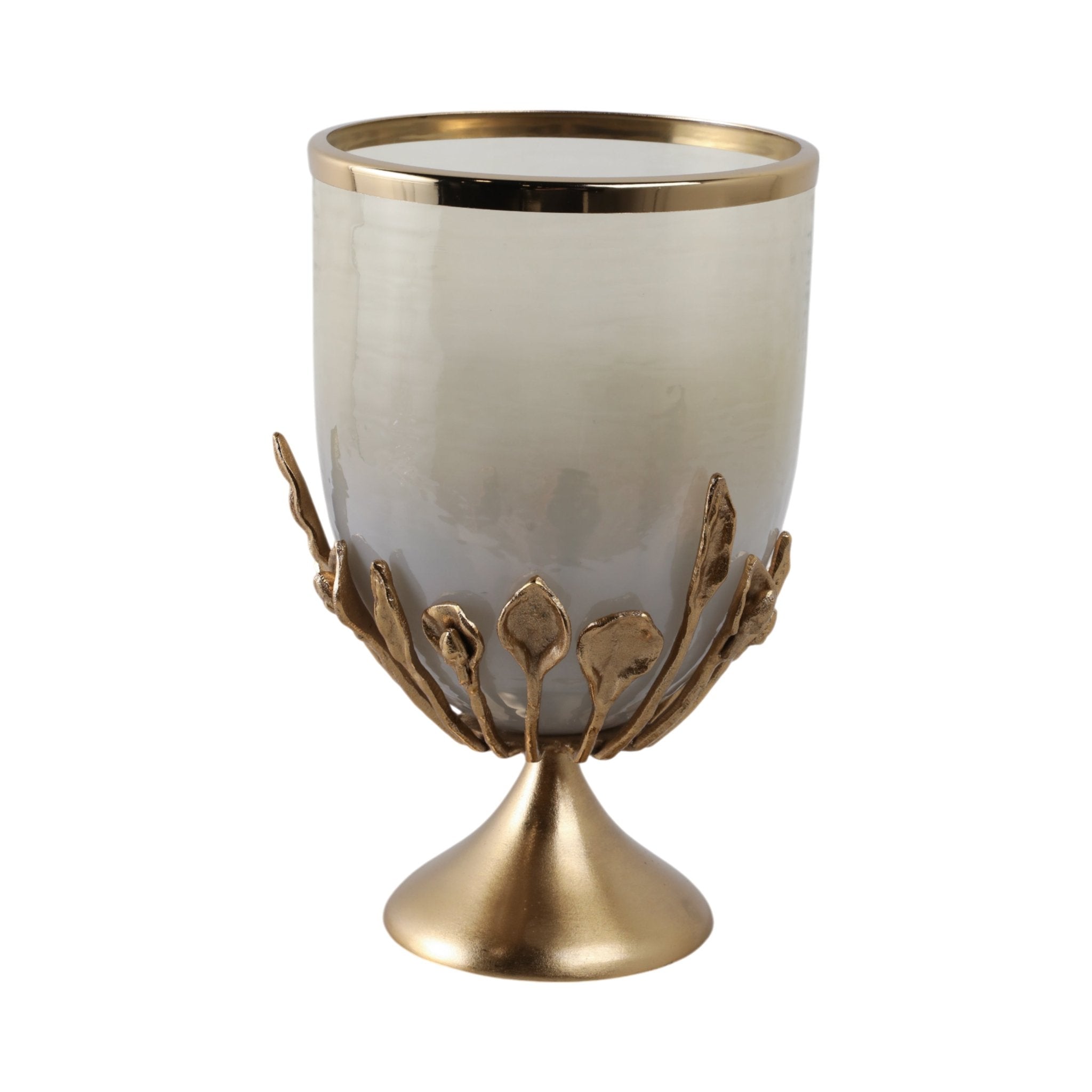 15" Eaves Small Glass And Metal Hurricane Candle Holders| Sagebrook Home
