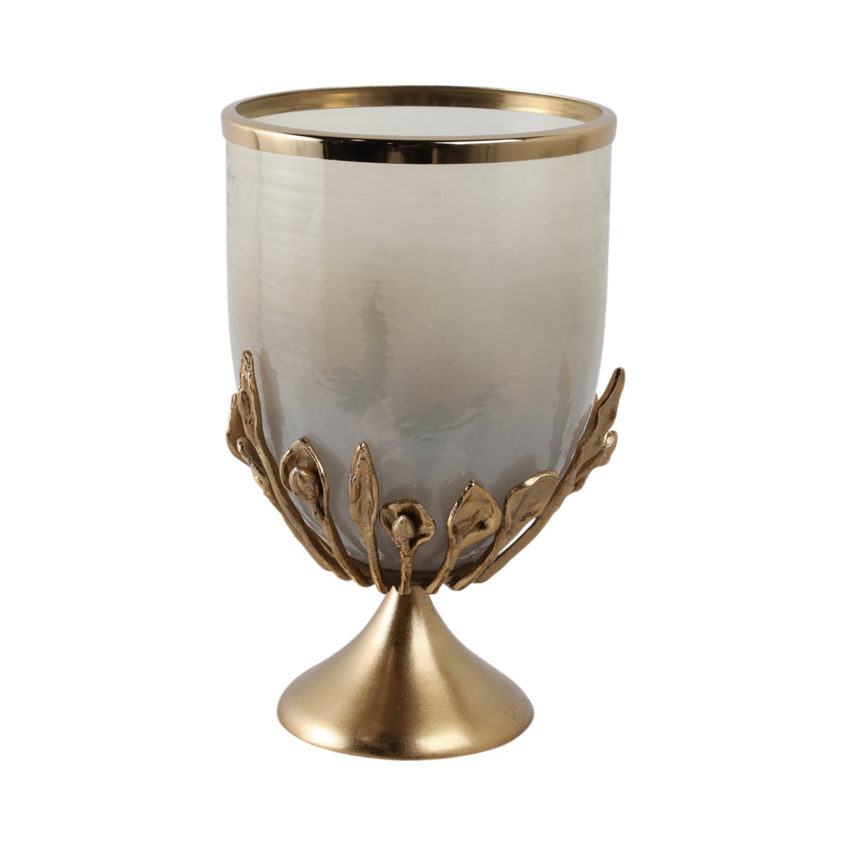 15" Eaves Small Glass And Metal Hurricane Candle Holders| Sagebrook Home