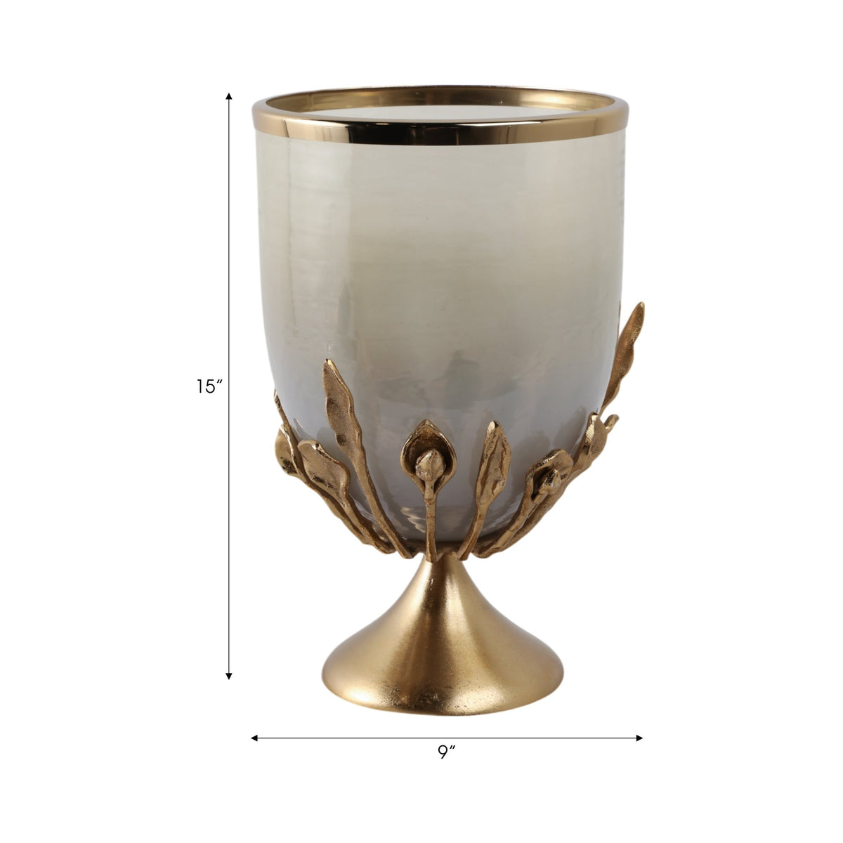 15" Eaves Small Glass And Metal Hurricane Candle Holders| Sagebrook Home