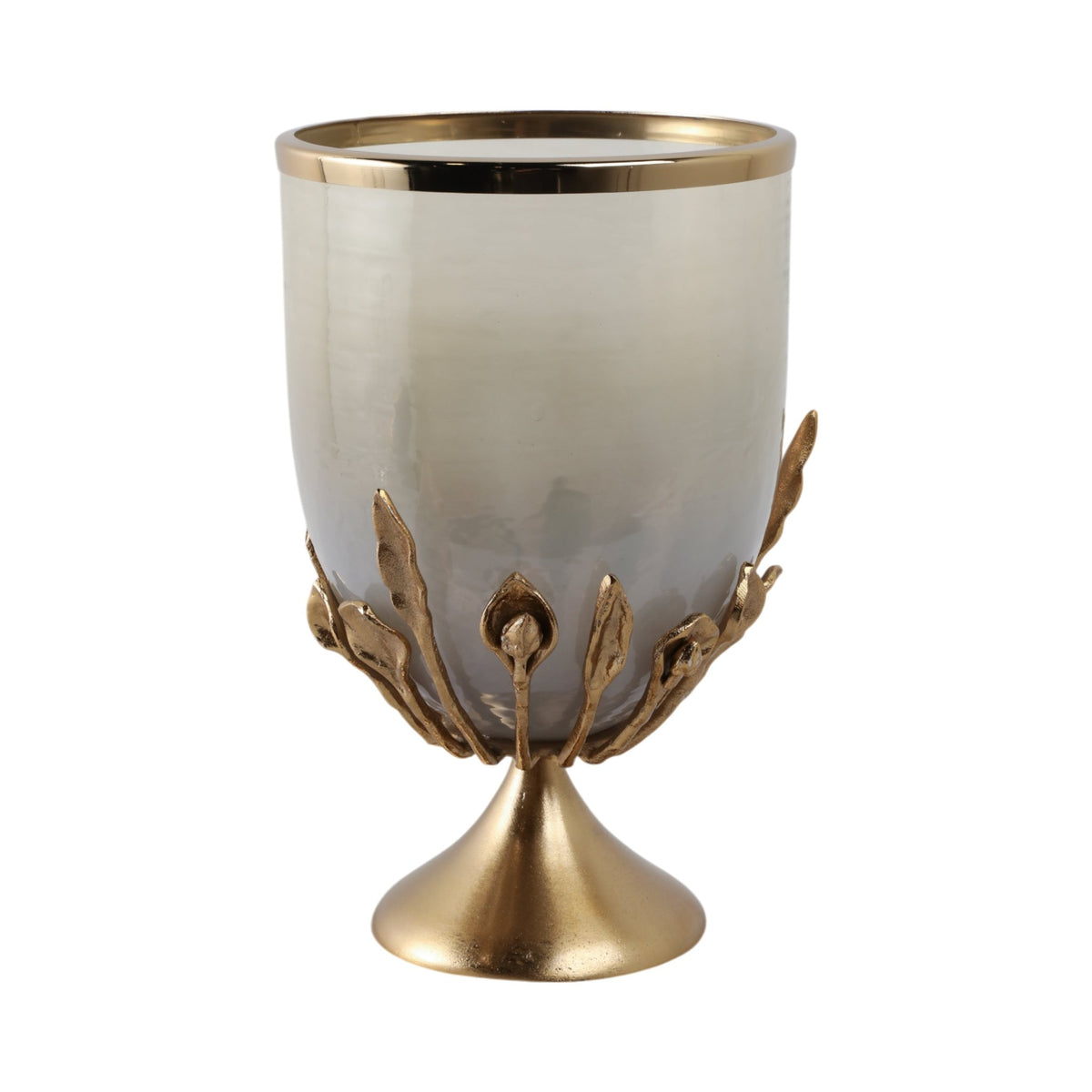 15" Eaves Small Glass And Metal Hurricane Candle Holders| Sagebrook Home