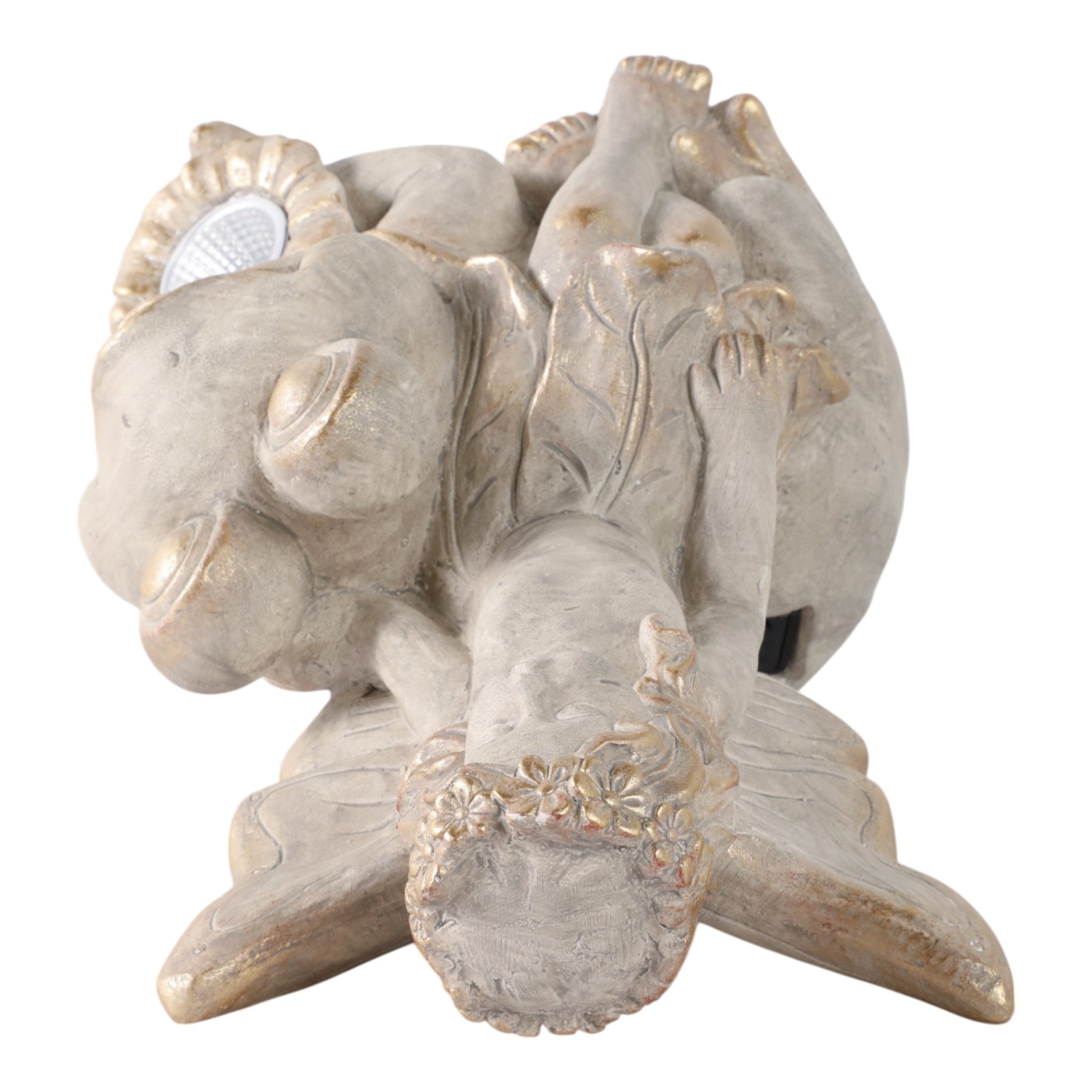 15" Garden Fairy On Solar Frog, Ivory Planter| Sagebrook Home