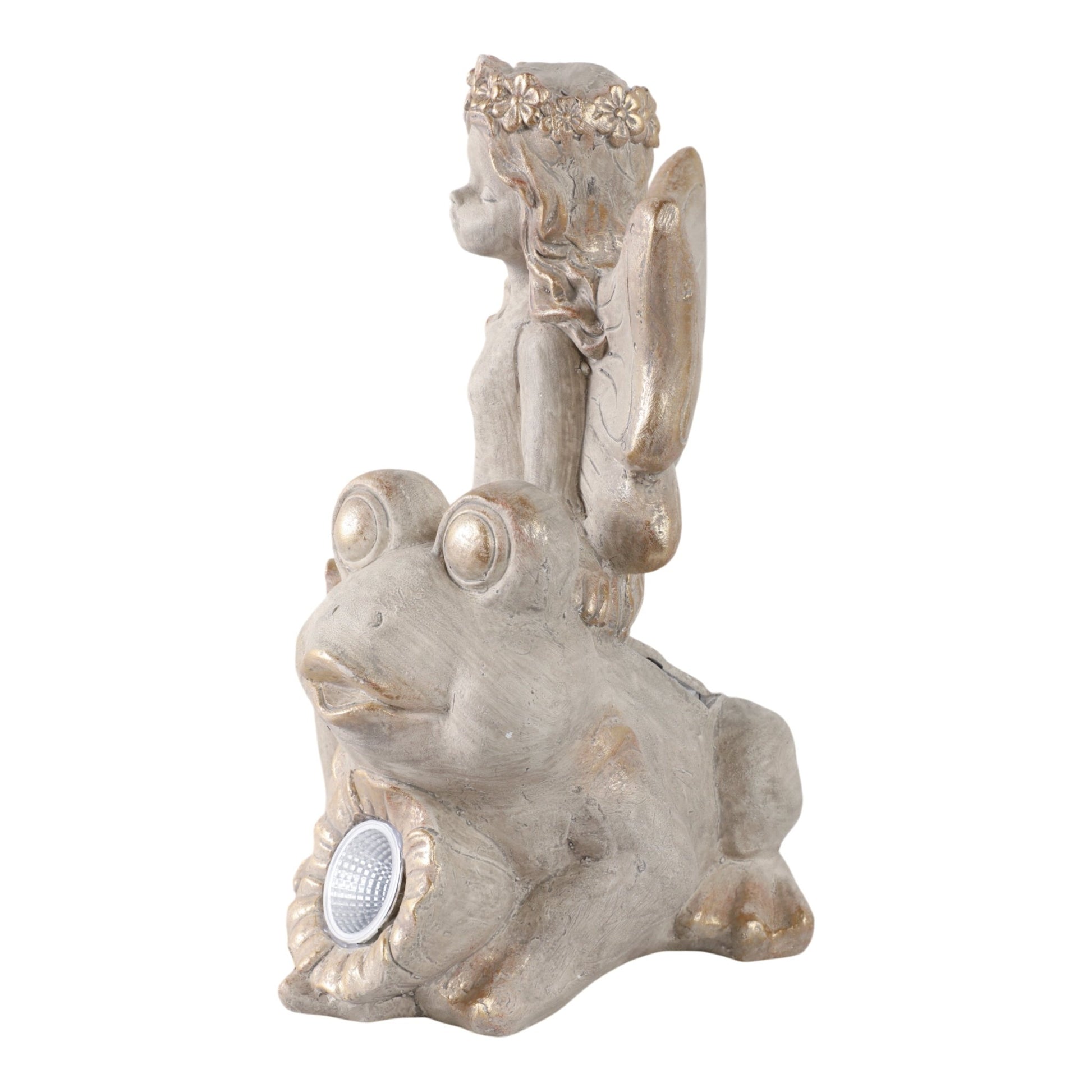 15" Garden Fairy On Solar Frog, Ivory Planter| Sagebrook Home