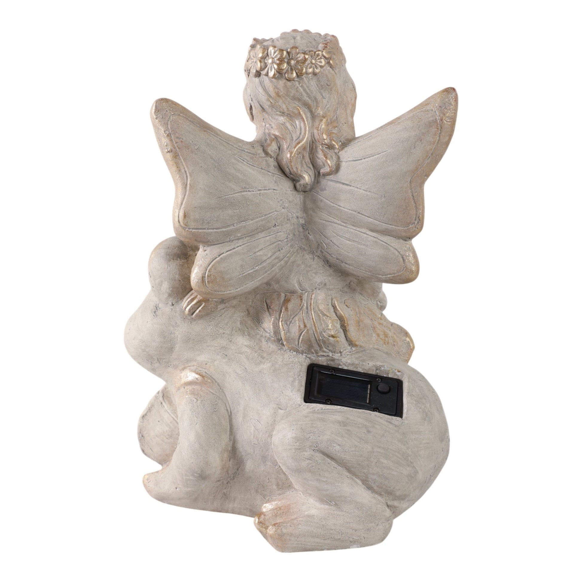 15" Garden Fairy On Solar Frog, Ivory Planter| Sagebrook Home
