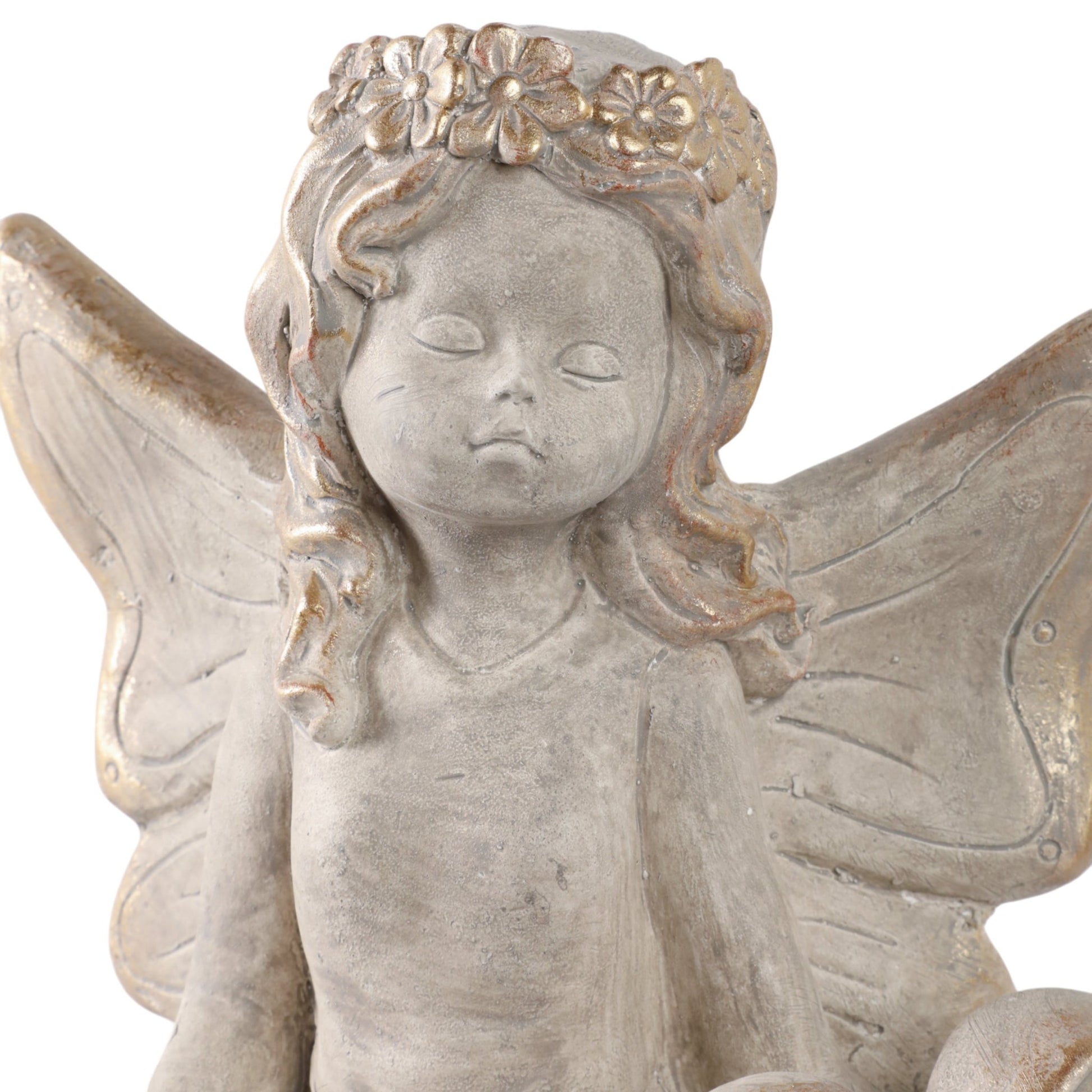 15" Garden Fairy On Solar Frog, Ivory Planter| Sagebrook Home