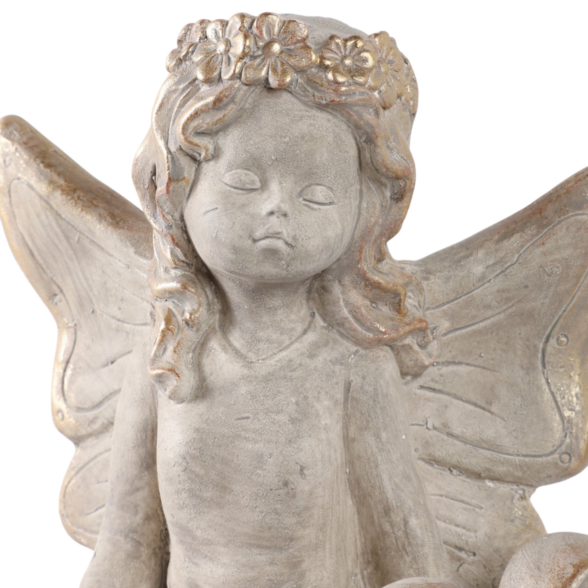 15" Garden Fairy On Solar Frog, Ivory Planter| Sagebrook Home