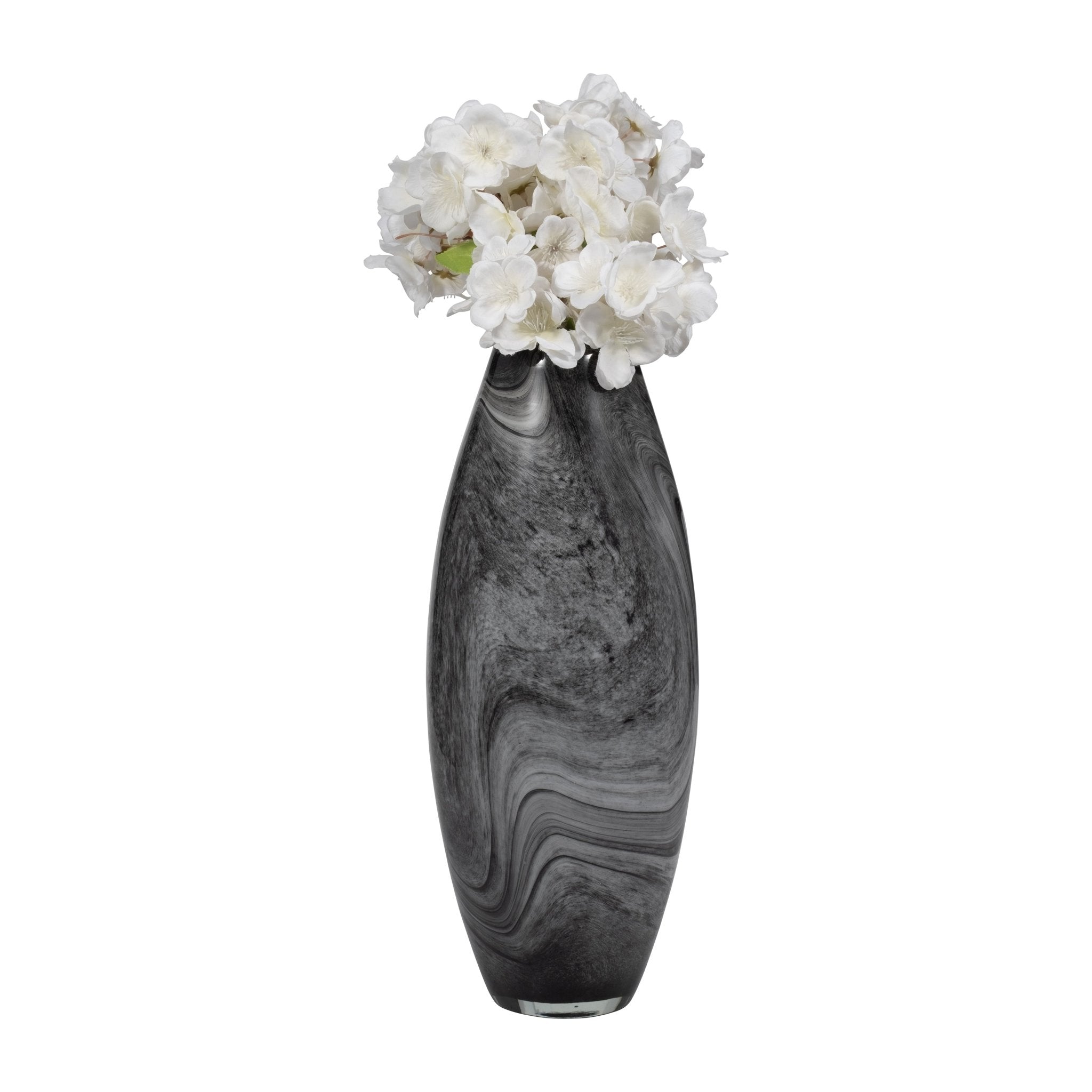 15" KATRINA GRAY SWIRL MEDIUM GLASS VASE Vases and Jars| Sagebrook Home